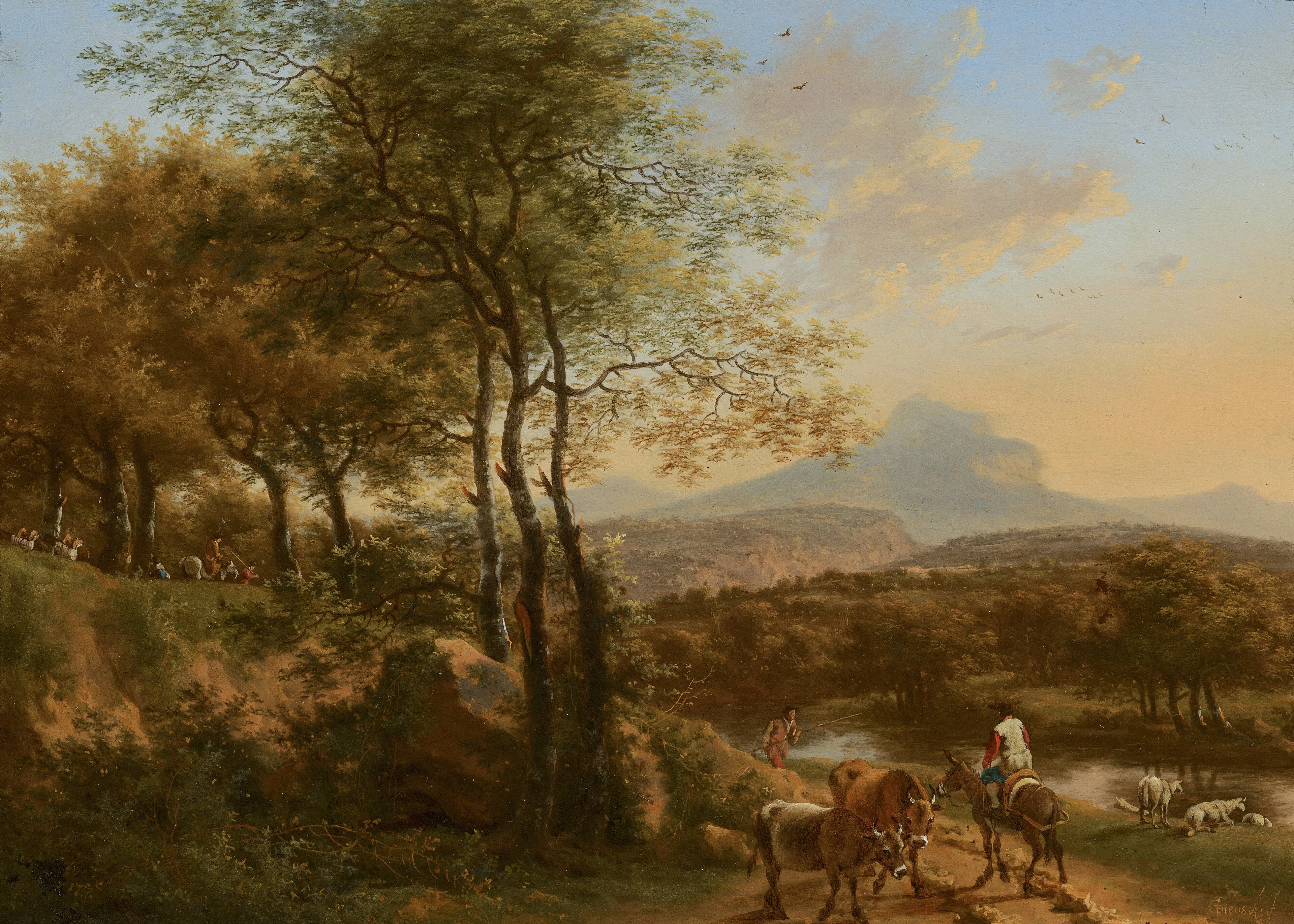 Mountainous River Landscape in Italy, by Willem de Heusch, oil, 1650