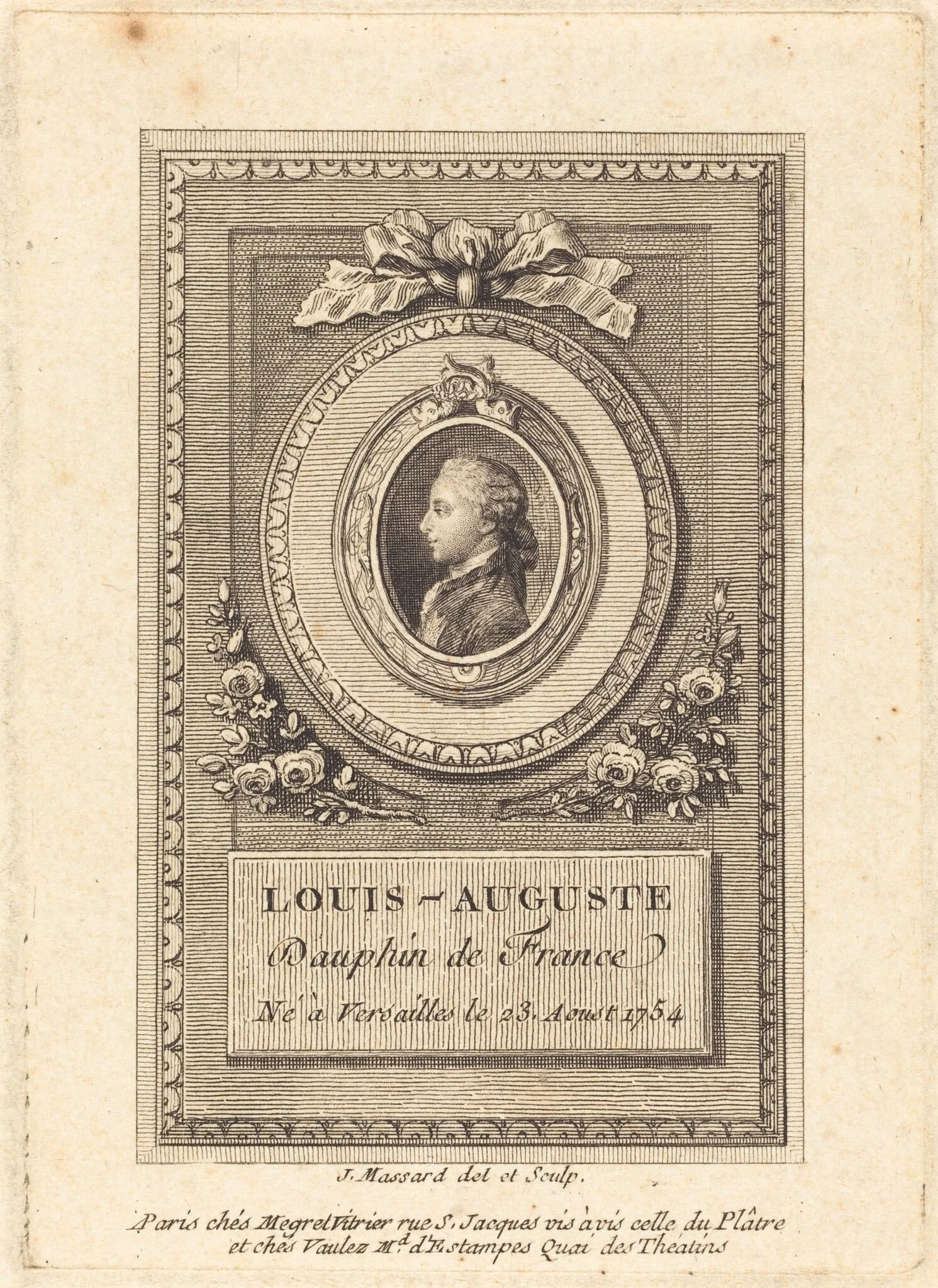 Louis-Auguste, Dauphin of France, by Jean Massard, ink, 1770