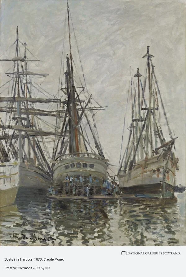 Boats in a Harbour, by Claude Monet, oil, 1873