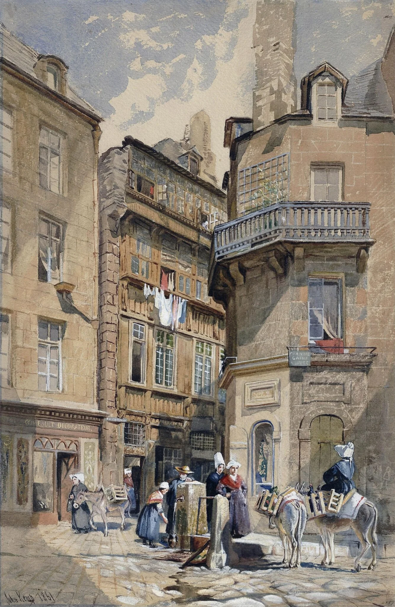 Street Scene, St Malo, by Unknown, watercolor, 1861