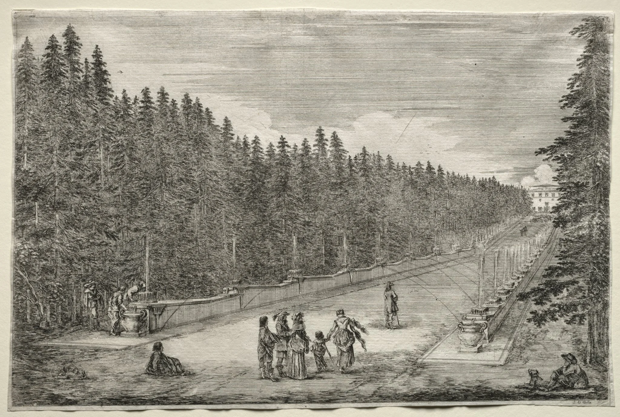 Views of the Villa of Pratolino:  The Promenade of the Fountains, by Stefano Della Bella, 1653