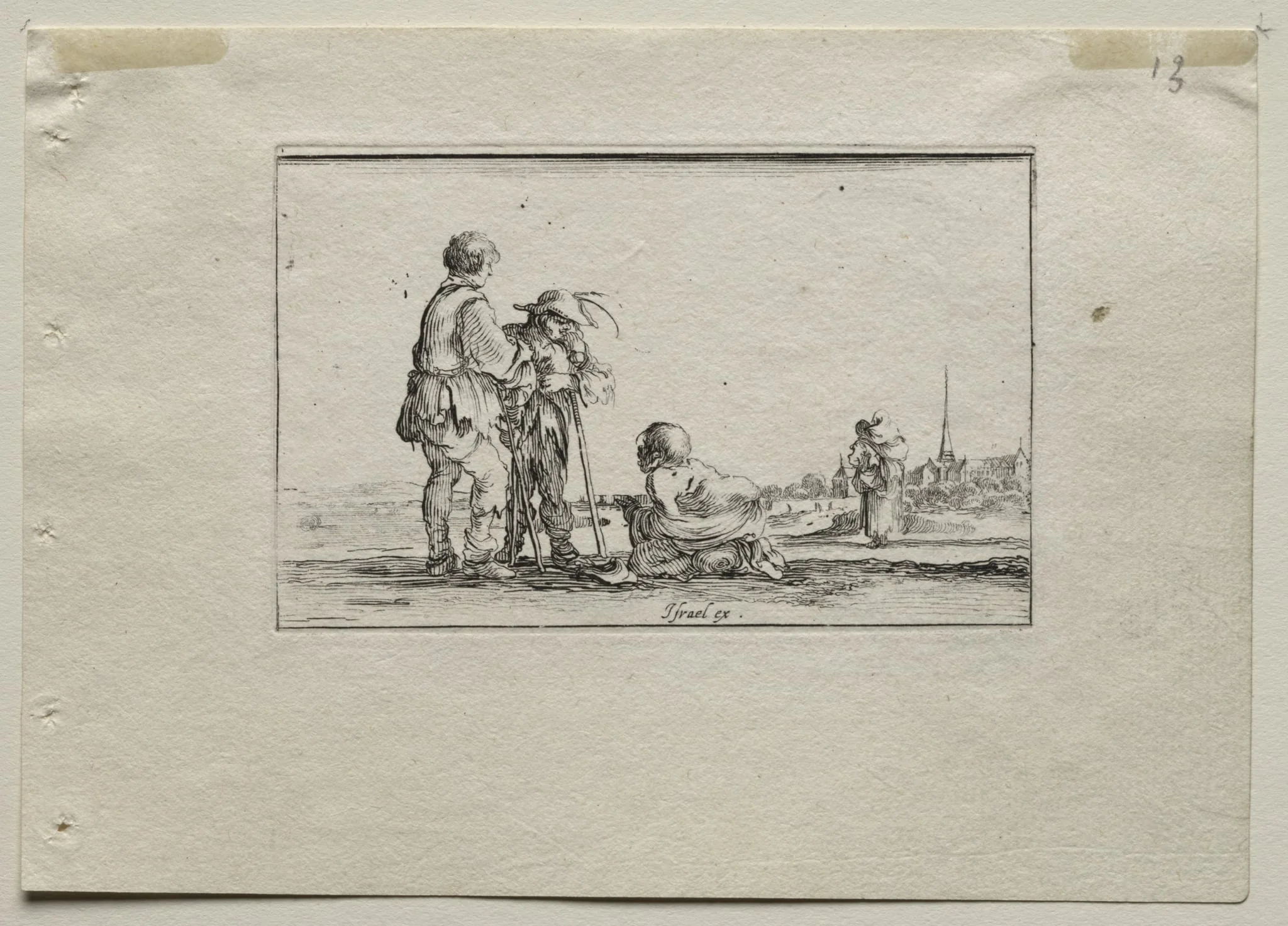 Caprices:  Two Standing Beggars and a Cripple, by Stefano Della Bella, 1642