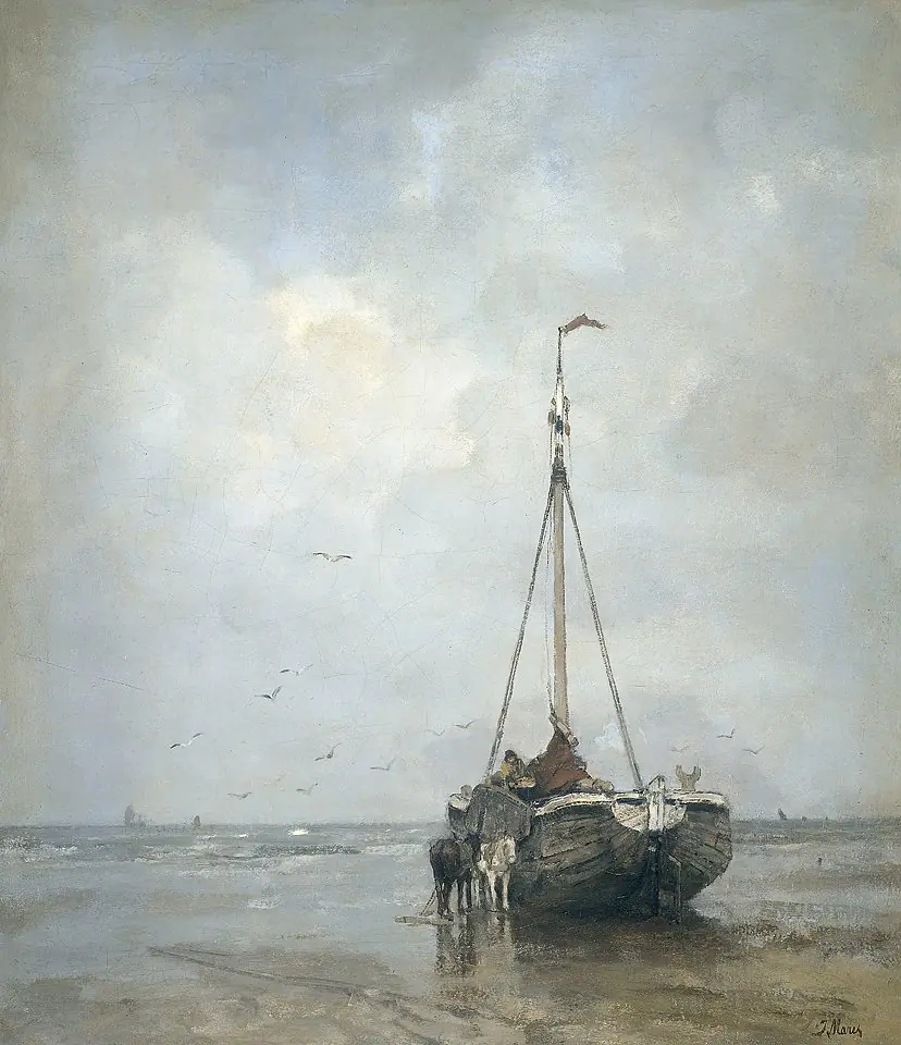 Bluff-bowed Fishing Boat on the Beach at Scheveningen