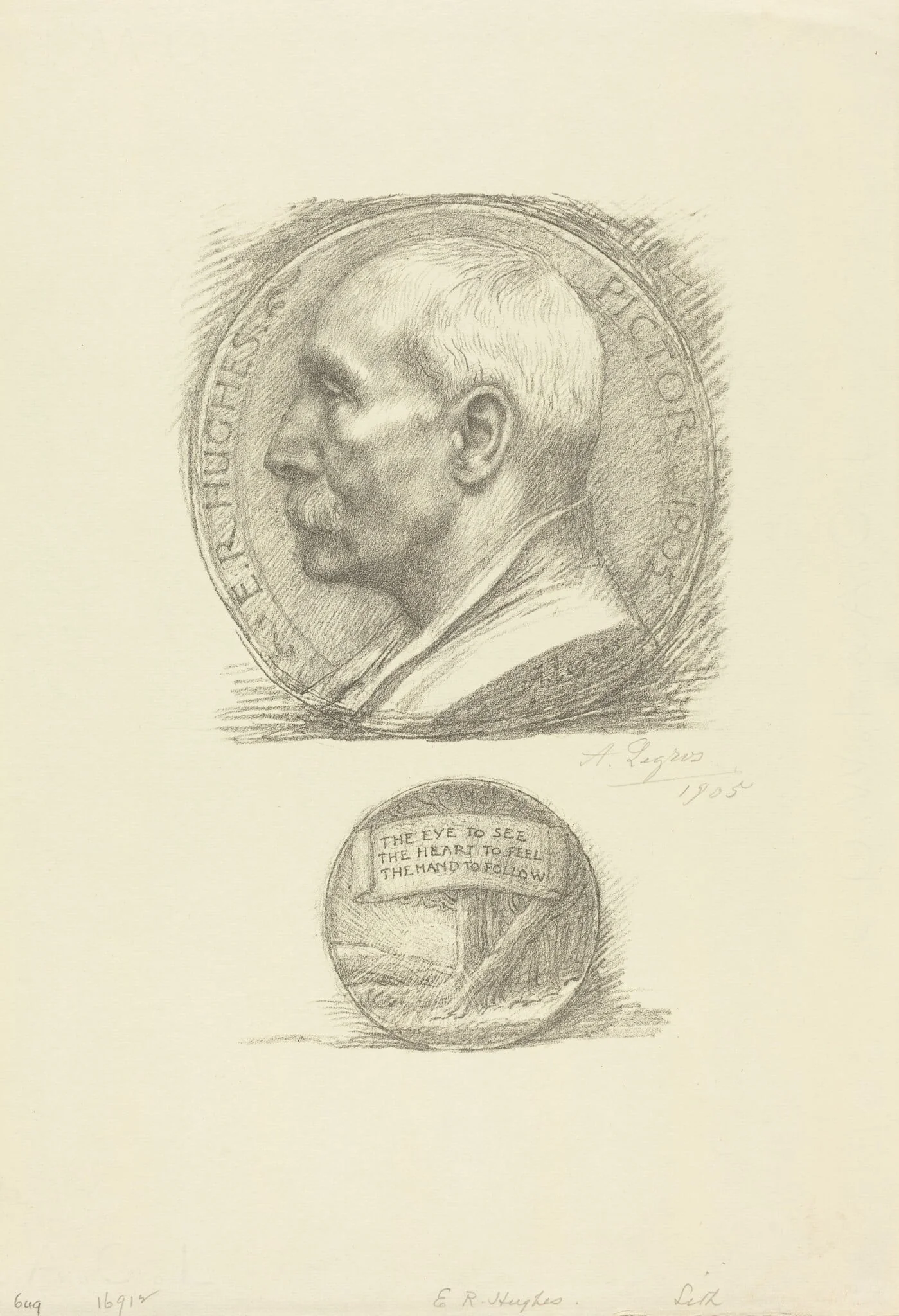 E.R. Hughes, by Alphonse Legros, ink, 1874