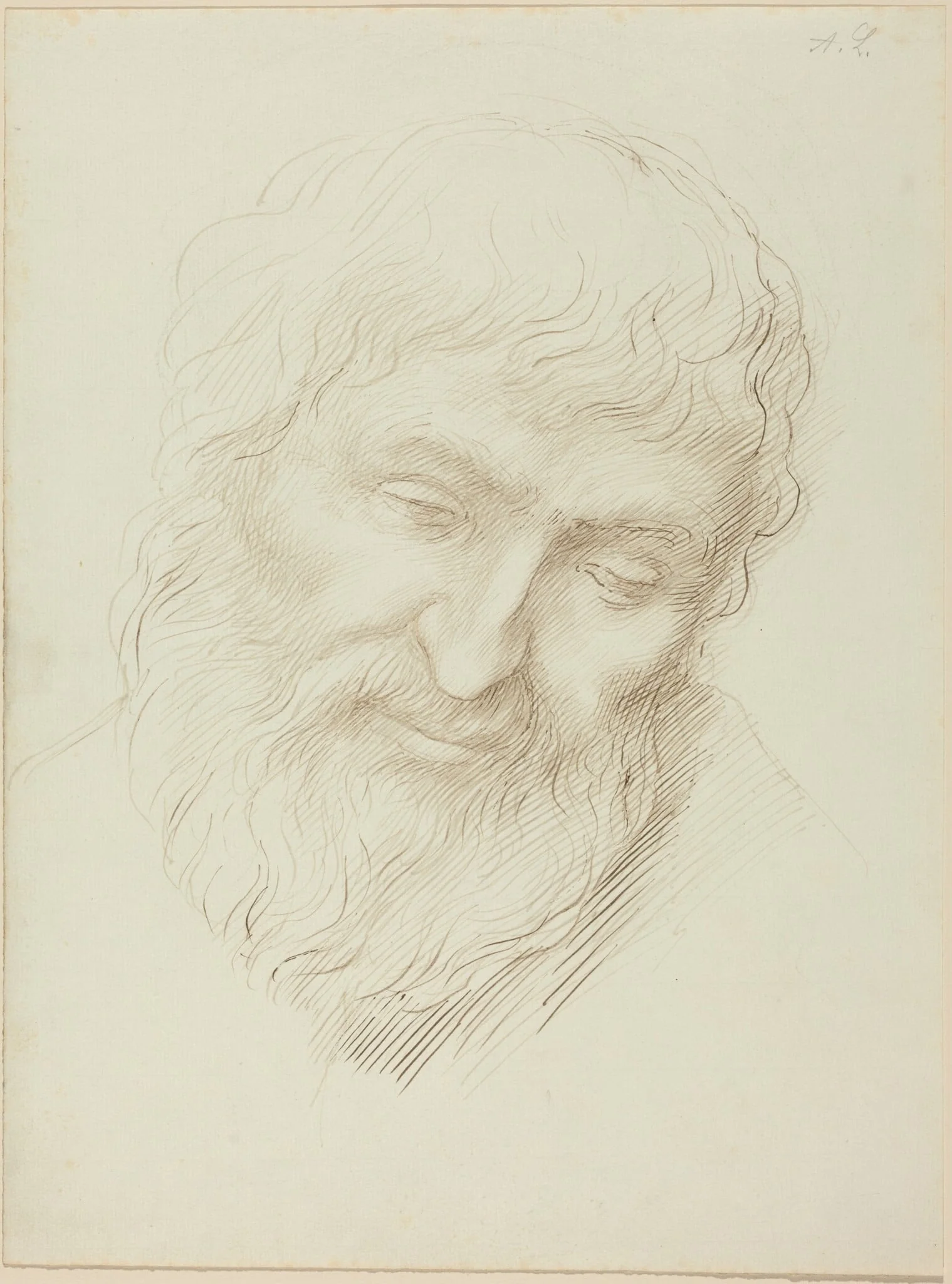 Head of a Man, by Alphonse Legros, ink, 1874