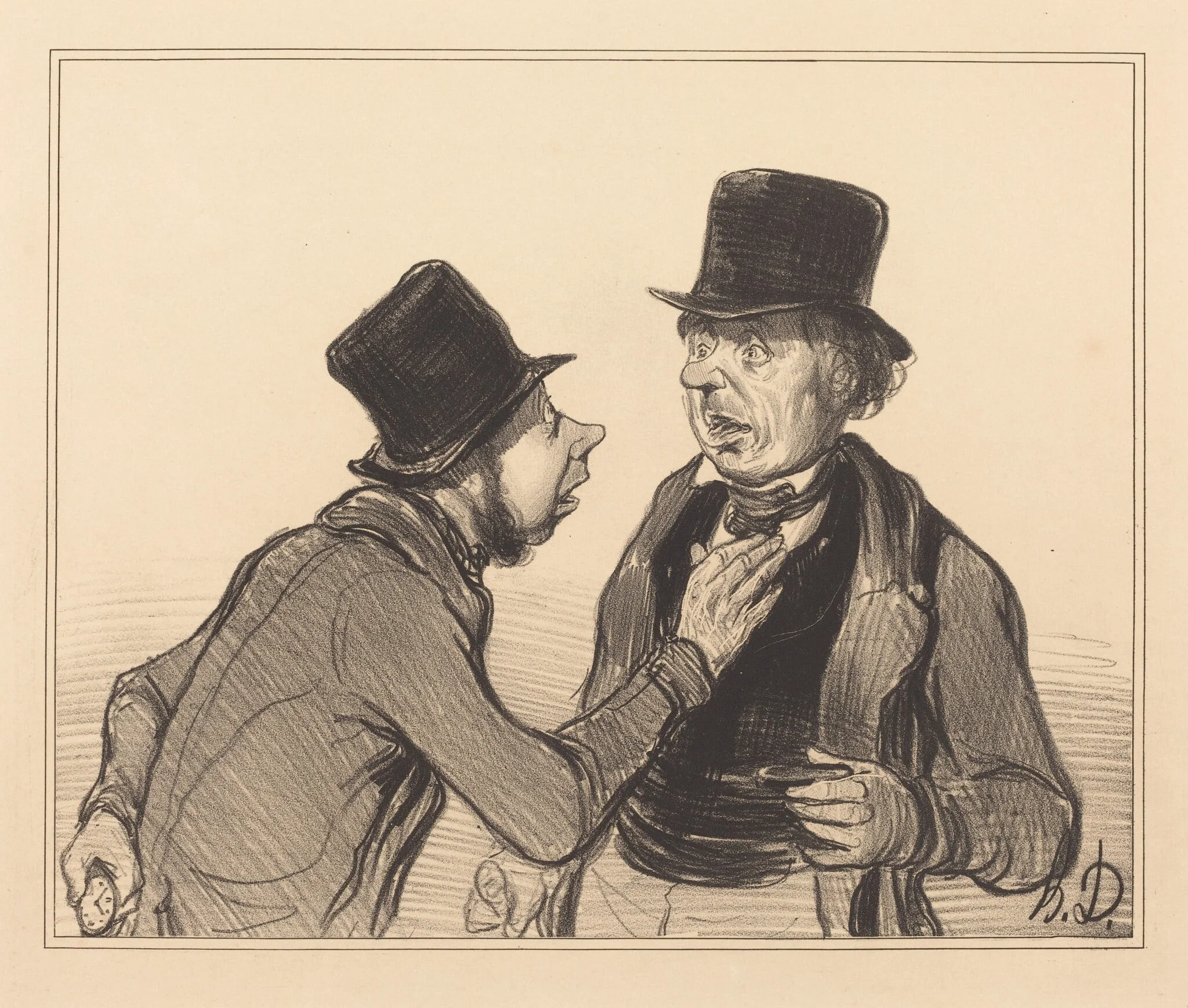 Oui Monsieur vous n'êtes pas de Paris..., by Honoré Daumier, ink, 1840