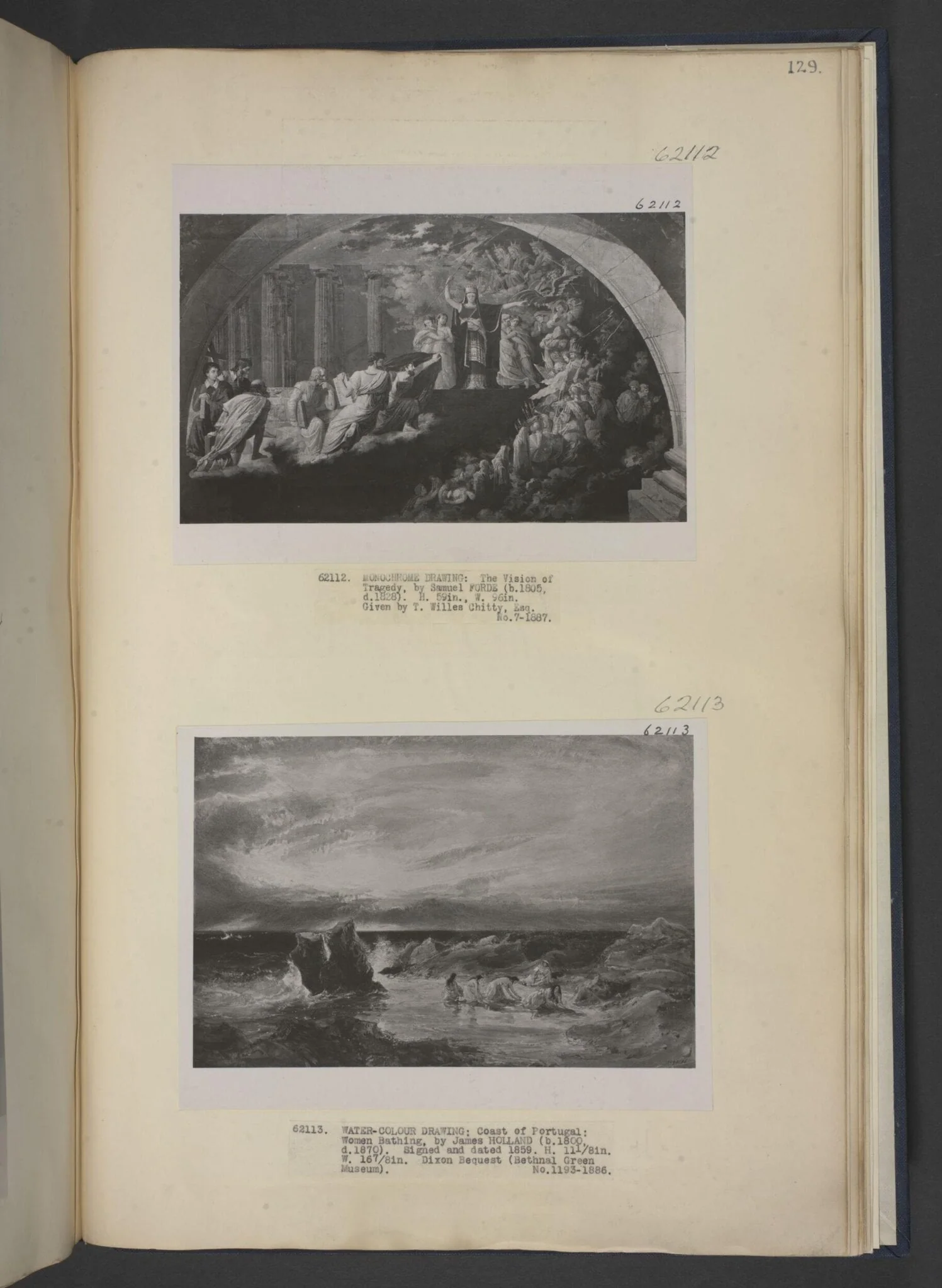 Coast of Portugal : Women Bathing, by James Holland, watercolor, 1859
