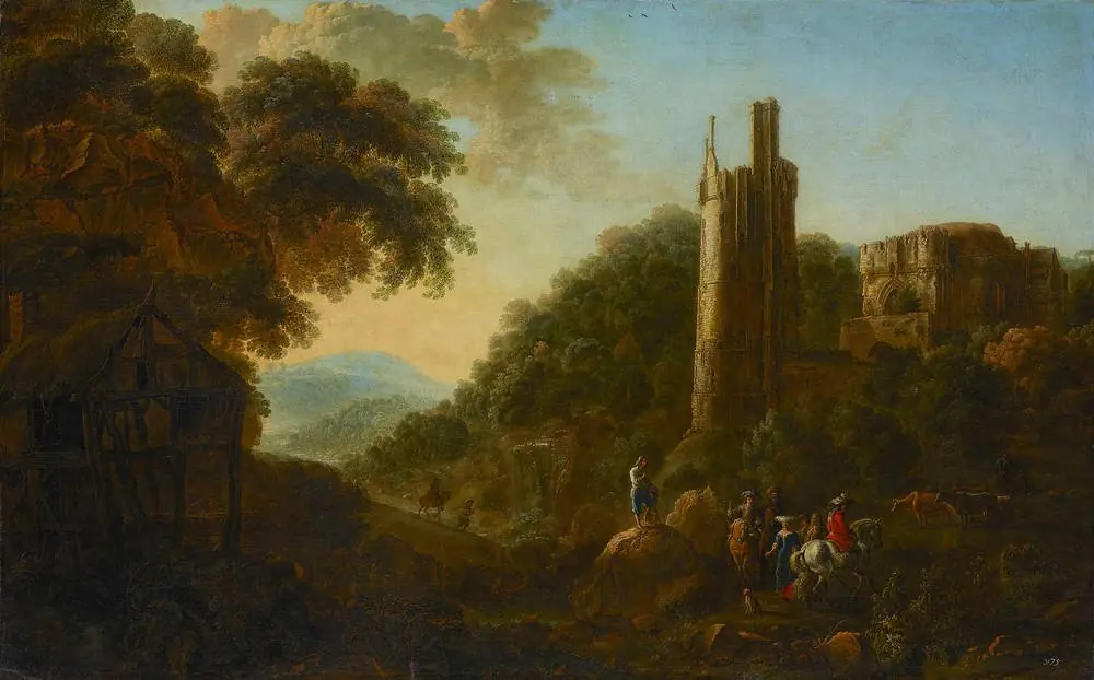 Landscape with mountain and ruins