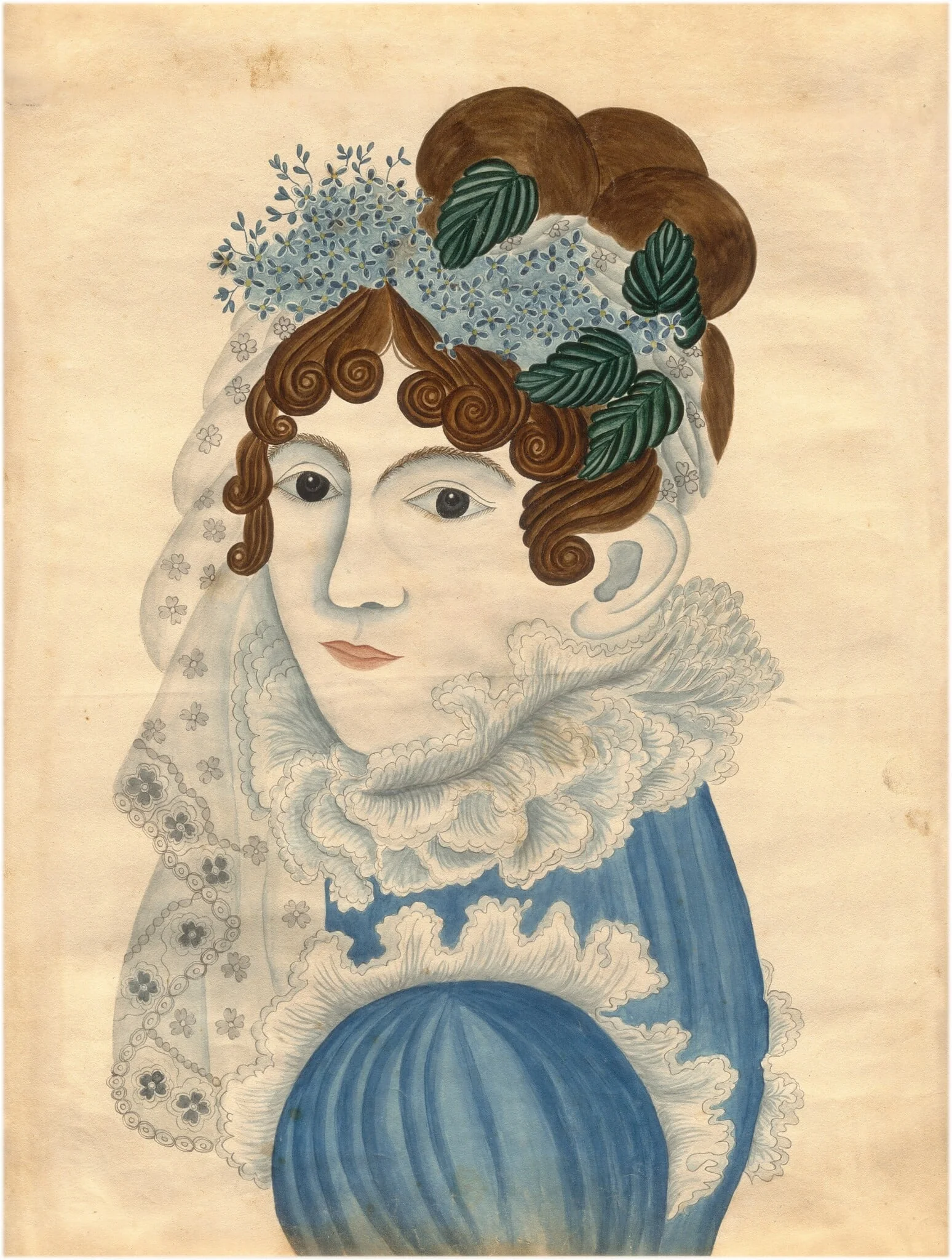 Curls and Ruffles, by Emily Eastman, ink, 1844