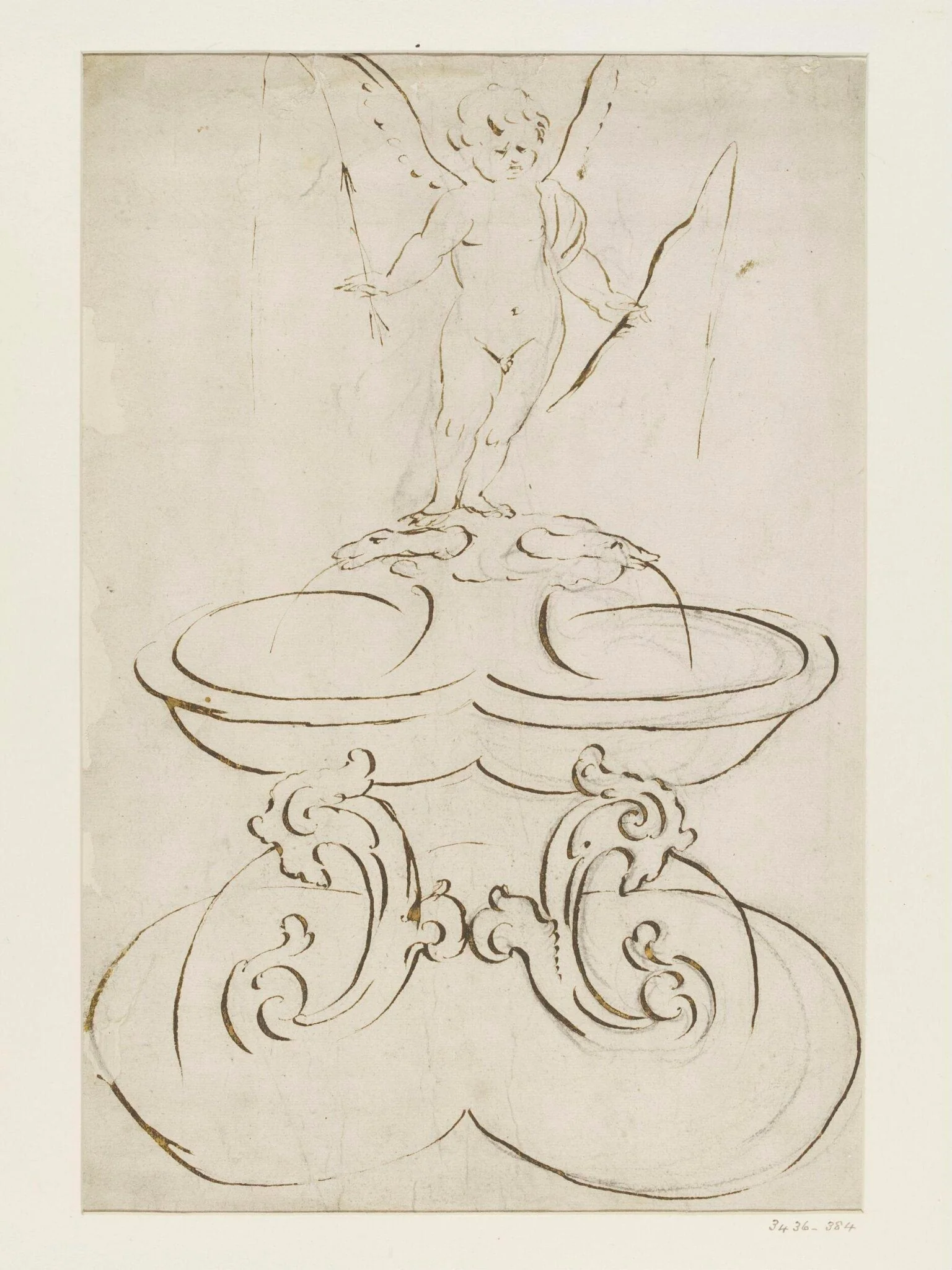 Drawing of a fountain, by Unknown, 1750