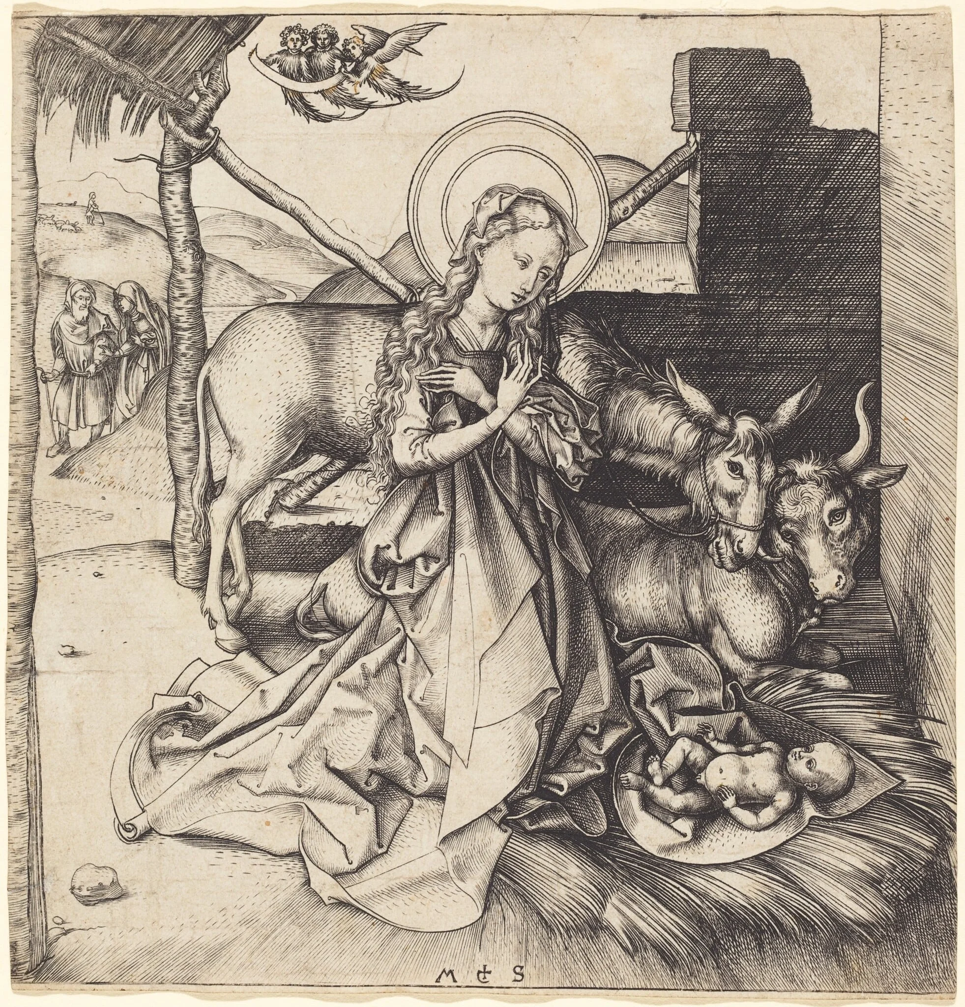 The Nativity, by Martin Schongauer, ink, 1485