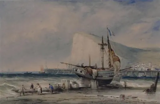 Shakespeare's Cliff, Dover, with luggers on the beach