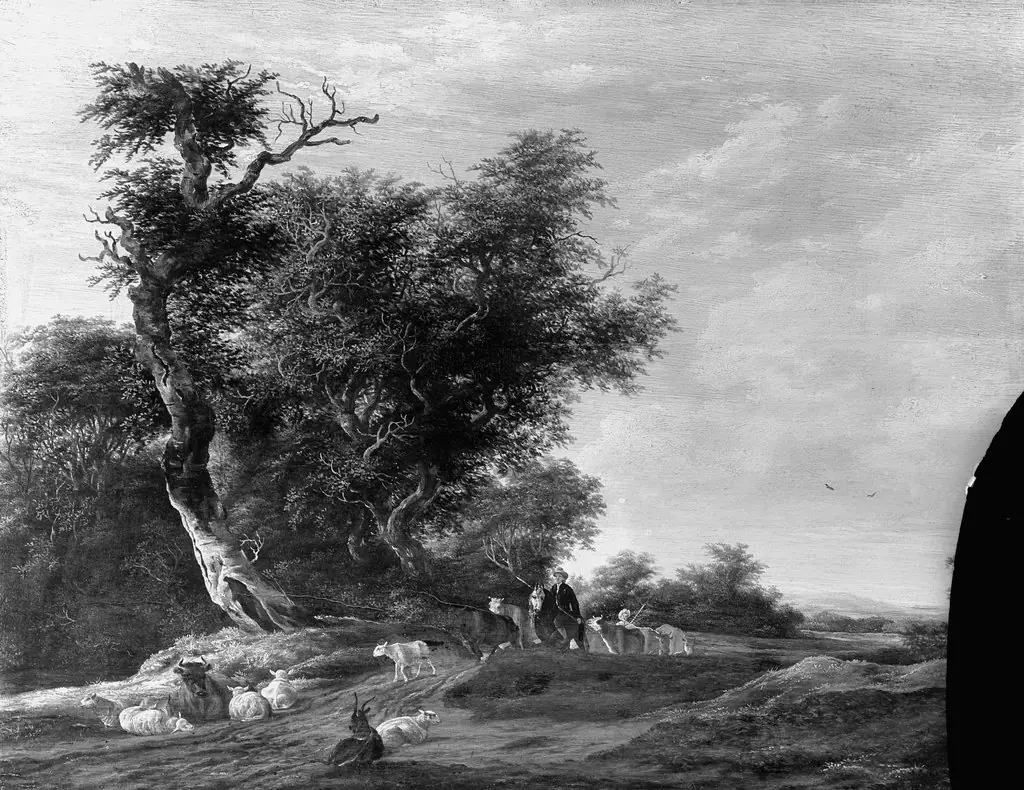Wooded landscape with herd