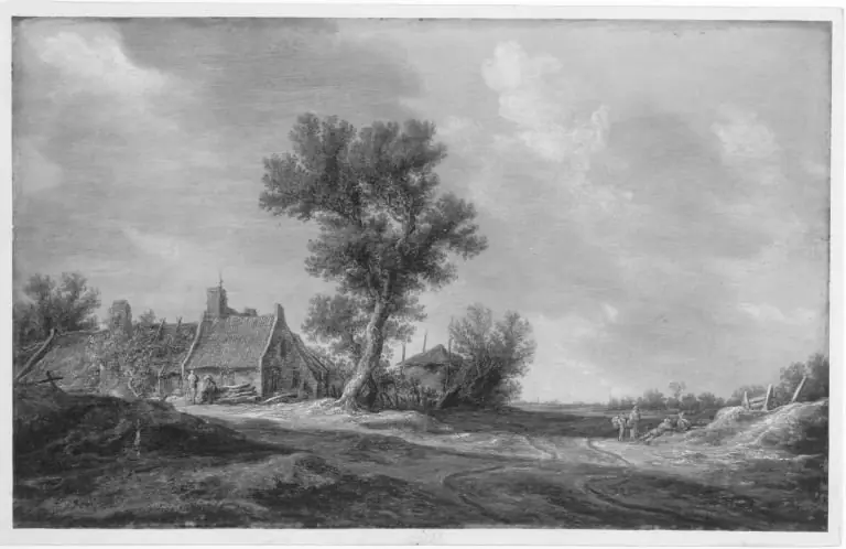 Flachlandschaft mit Bauernhof