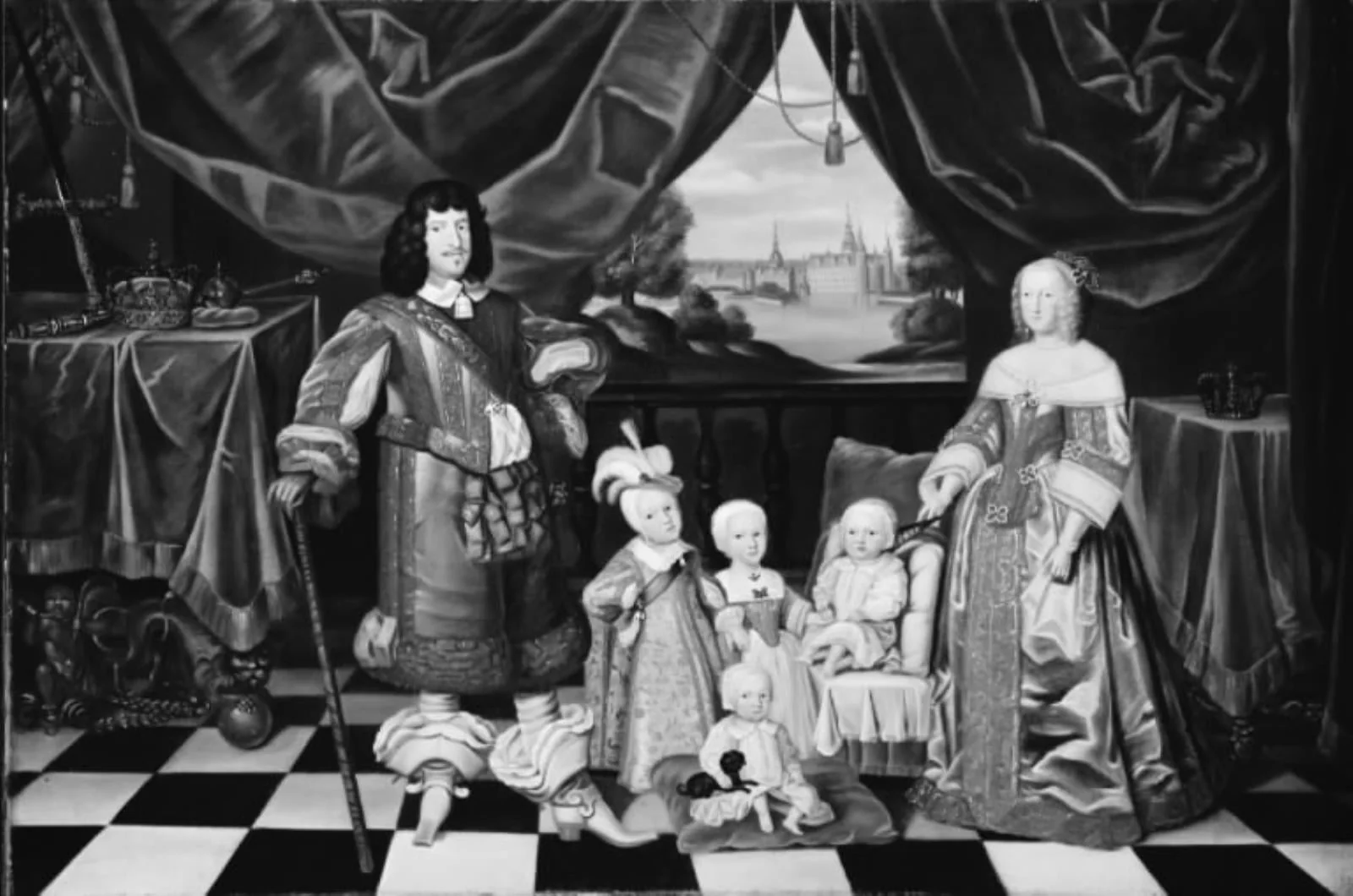 Kong Frederik III med familie, by Unknown, 1750