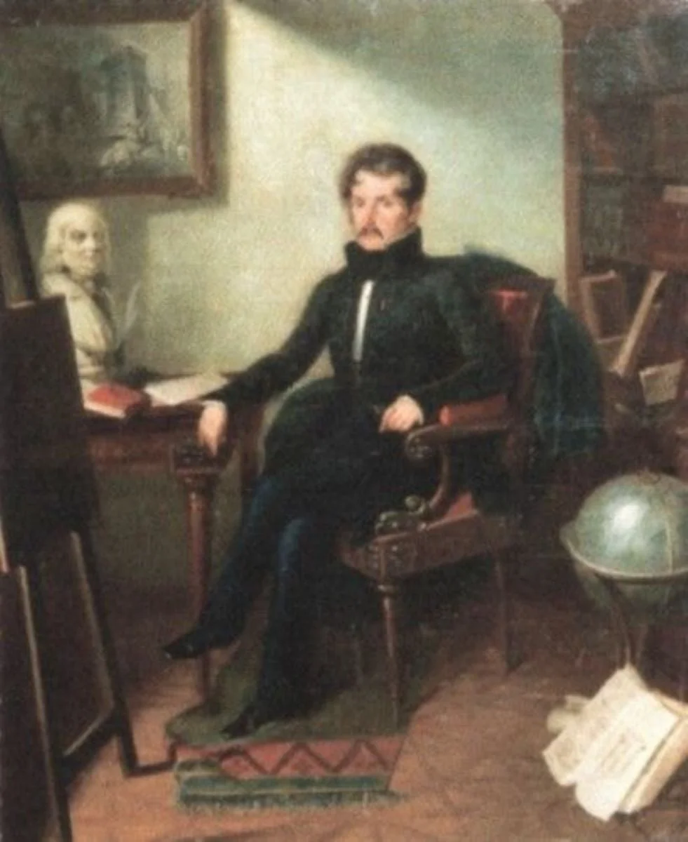 Portetul lui Gheorghe Asachi (Gheorghe Asachi în cabinetul de lucru), by Giovanni Schiavoni, unspecified, 1850