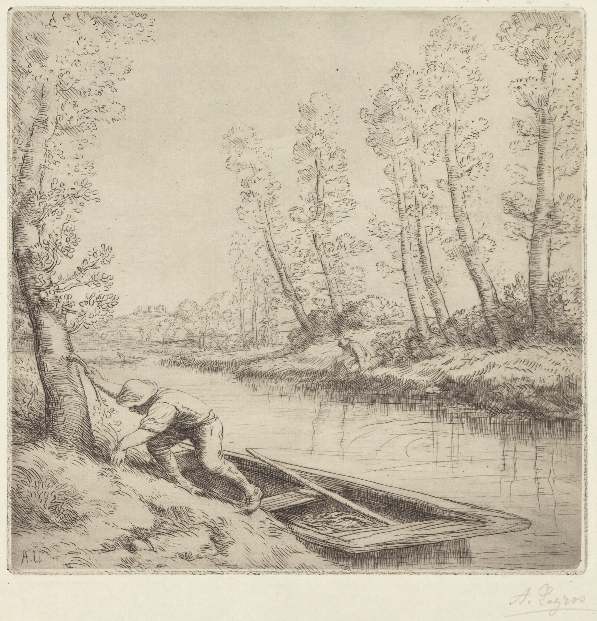 Morning along the River (La matin sur la riviere), by Alphonse Legros, ink, 1874