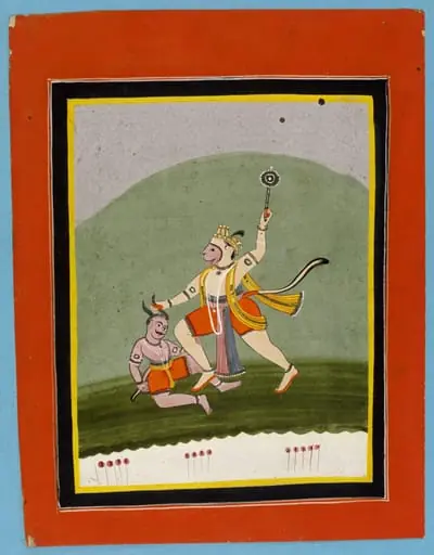 Hanuman striking a demon