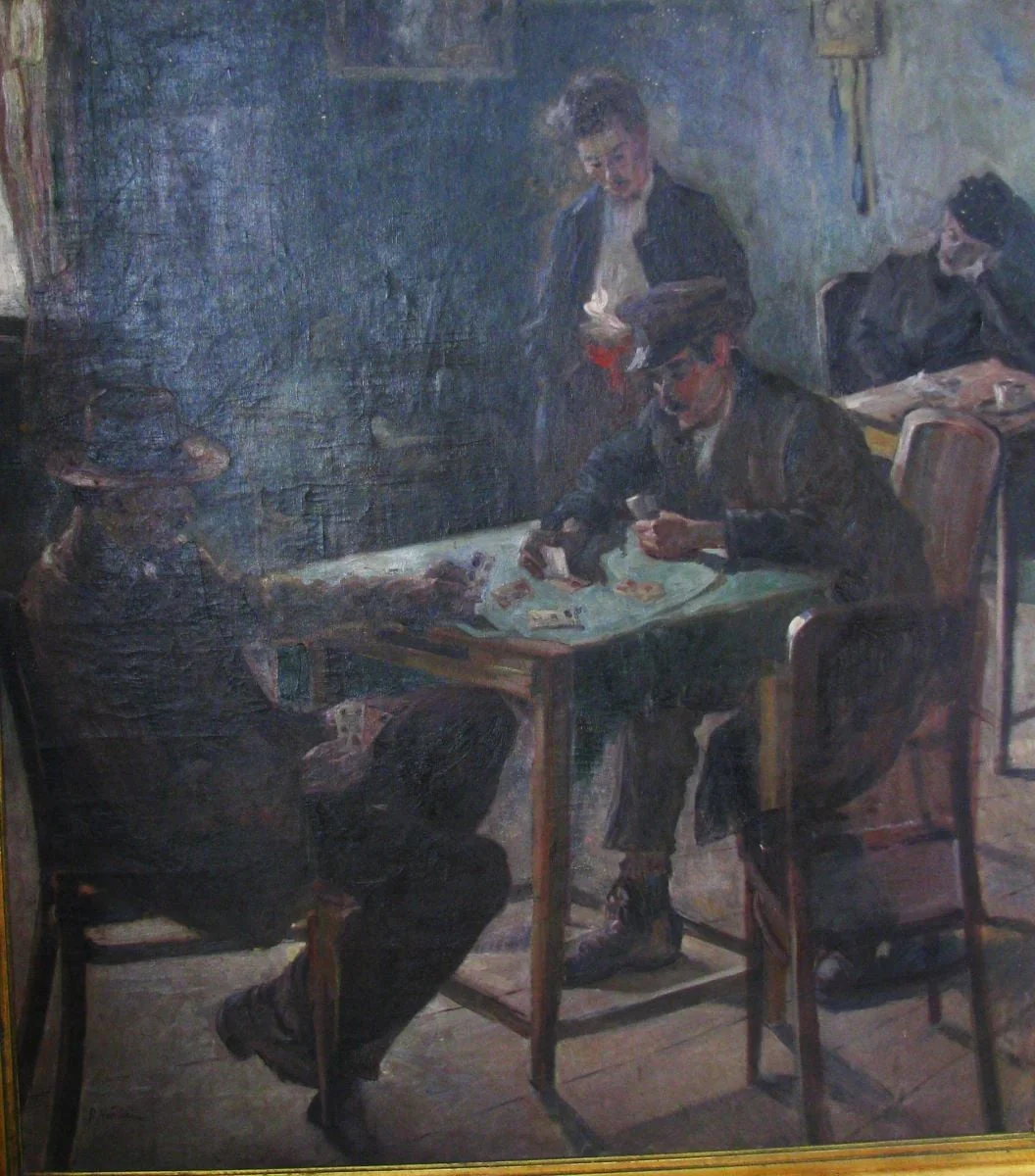 Jucătorii de cărți (Colț de cafenea), by Dimitrie Hârlescu, unspecified