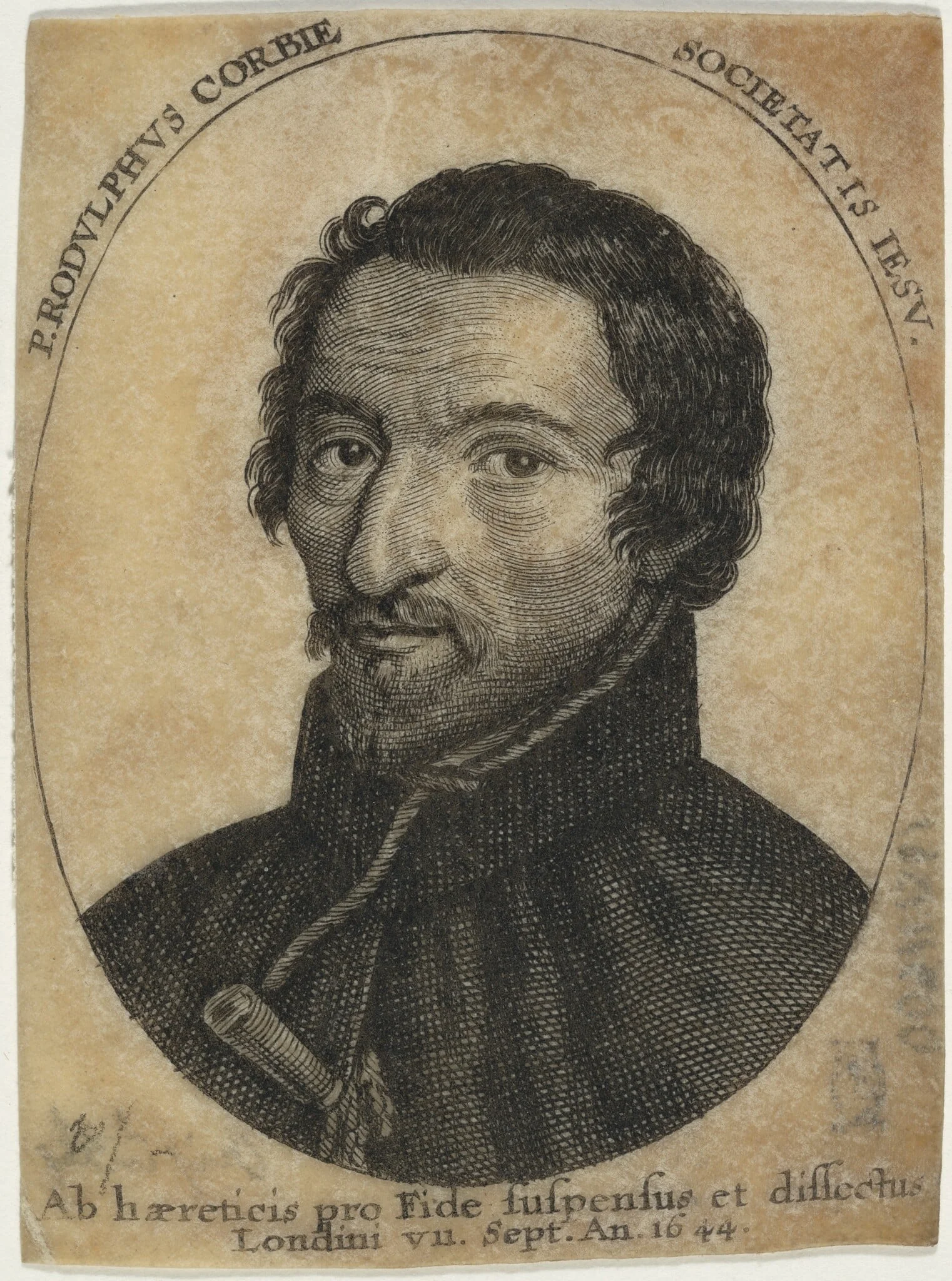 Ralph or Rudolph Corbie, Society of Jesus, by Unknown 19th Century, ink, 1850