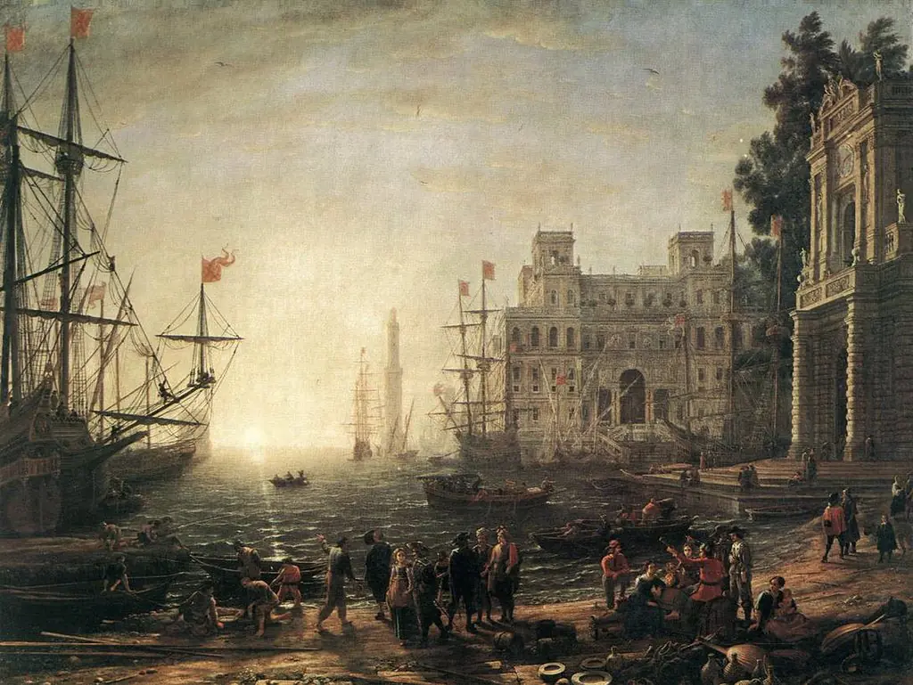Port Scene with the Villa Medici