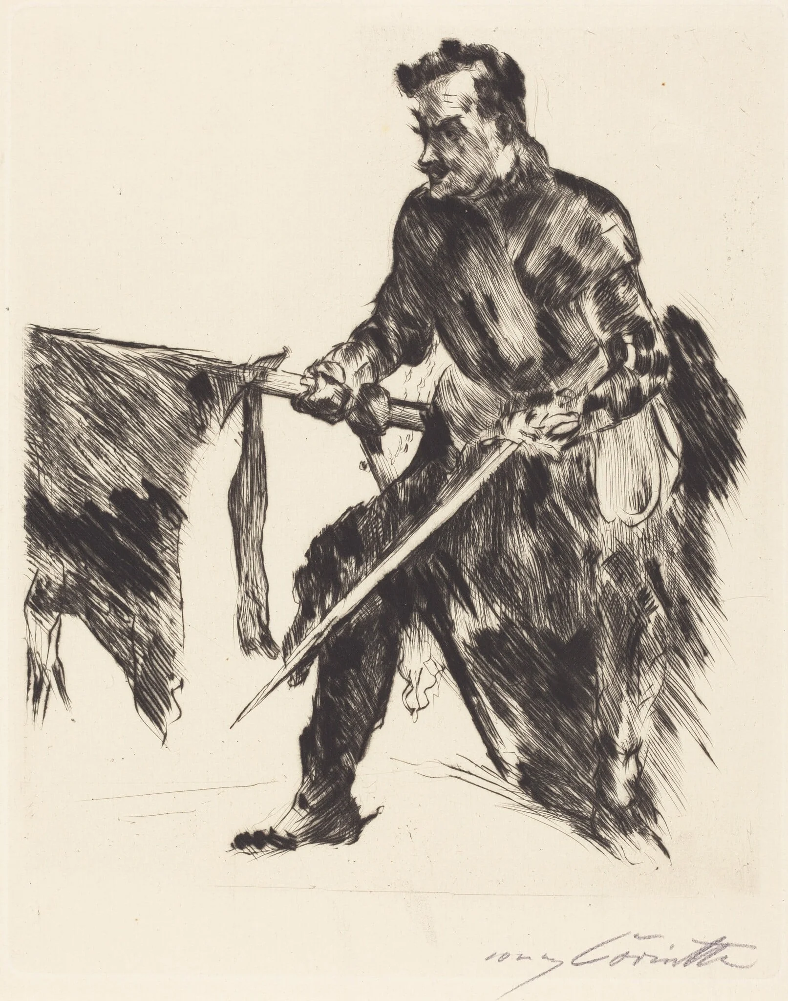 Rudolf Rittner als Florian Geyer (Rudolf Rittner as Florian Geyer), by Lovis Corinth, ink, 1914