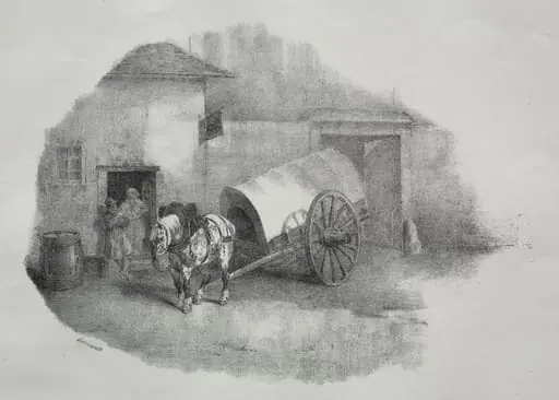 Cheval de charrette sorti des limons