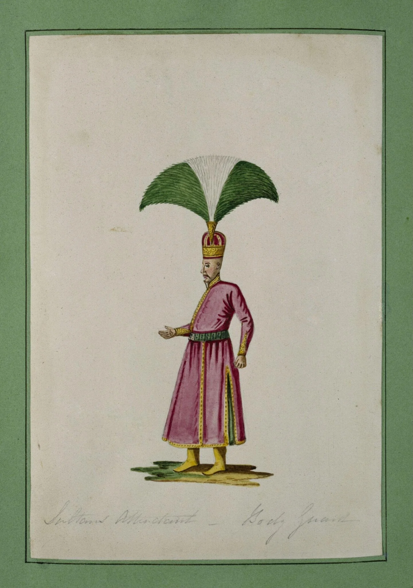 Sultans Attendant - Body Guard, by Charles Frederick Brockdorff, watercolor, 1832