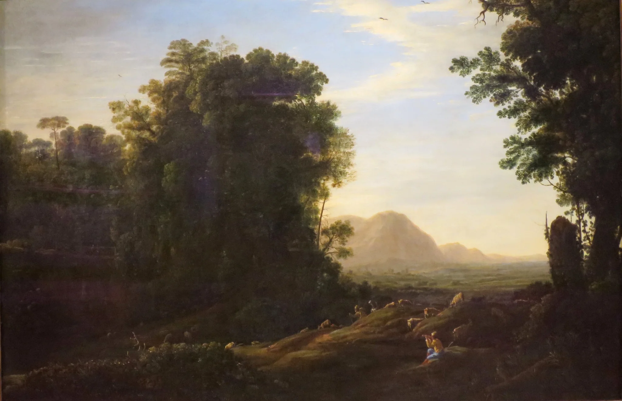 Landscape with a Piping Shepherd, by Claude Lorrain, oil, 1629