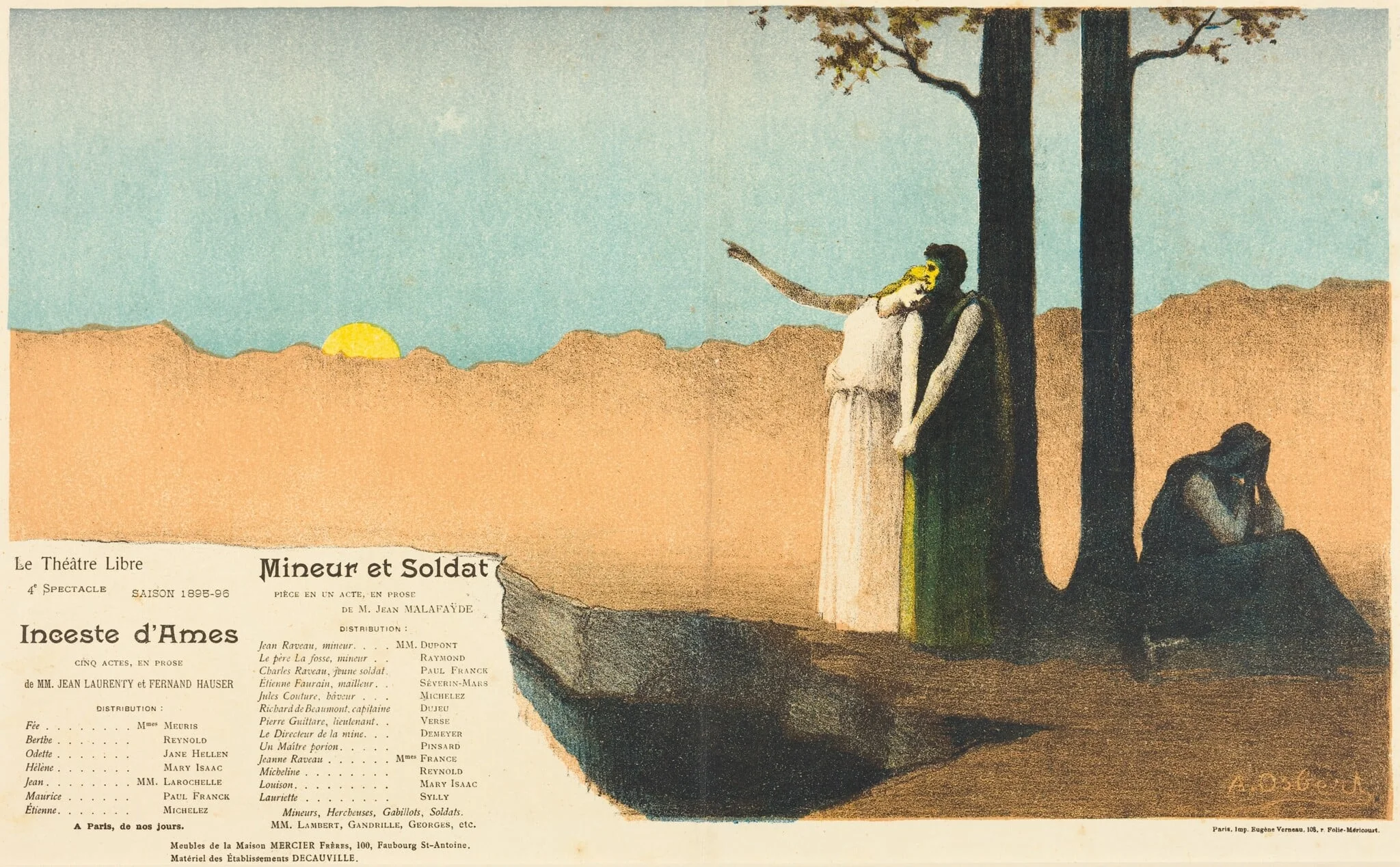Inceste d'âmes; Mineur et soldat, by Alphonse Osbert, ink, 1896