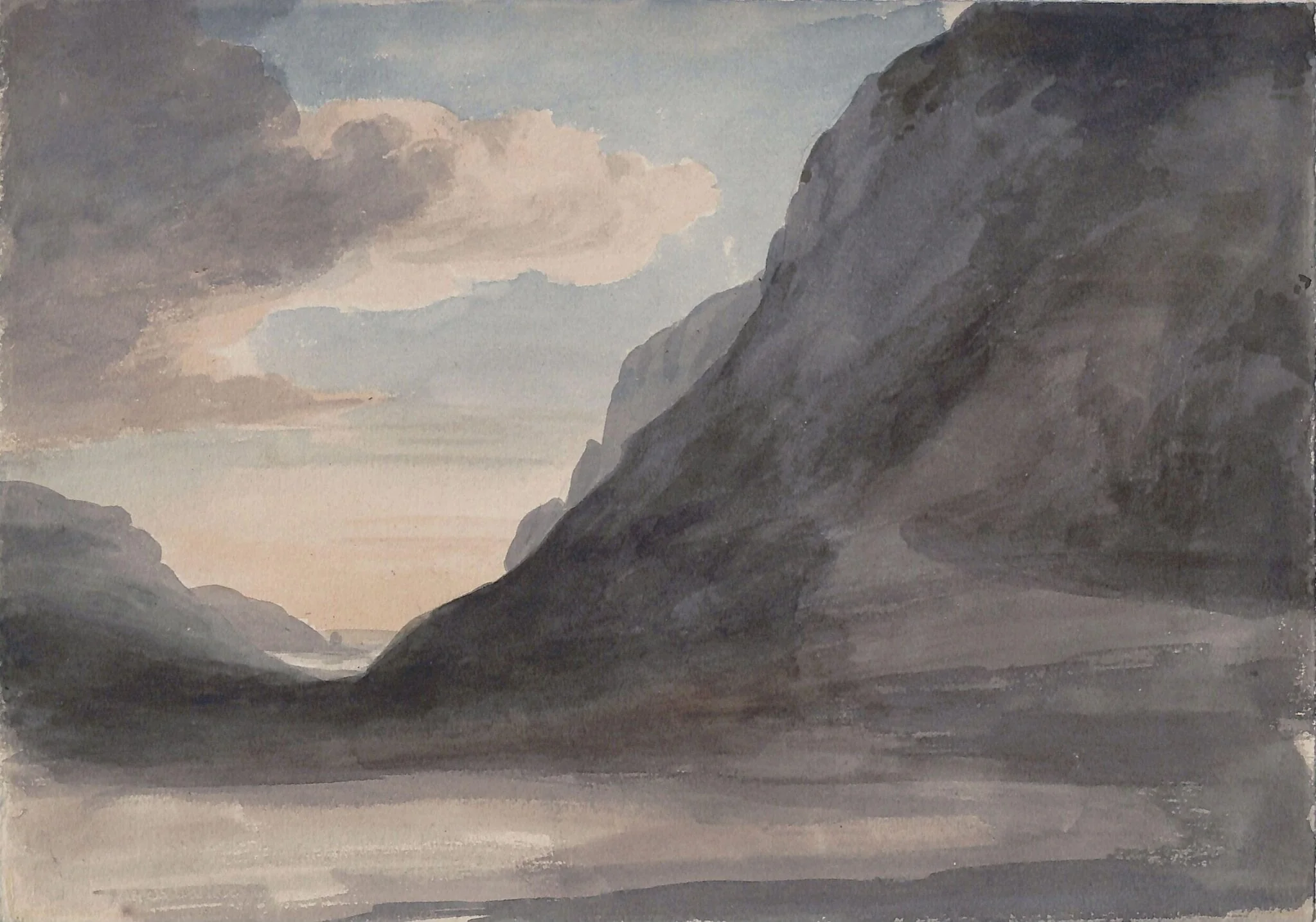 Welsh landscape, by Thomas Tudor, watercolor, 1805