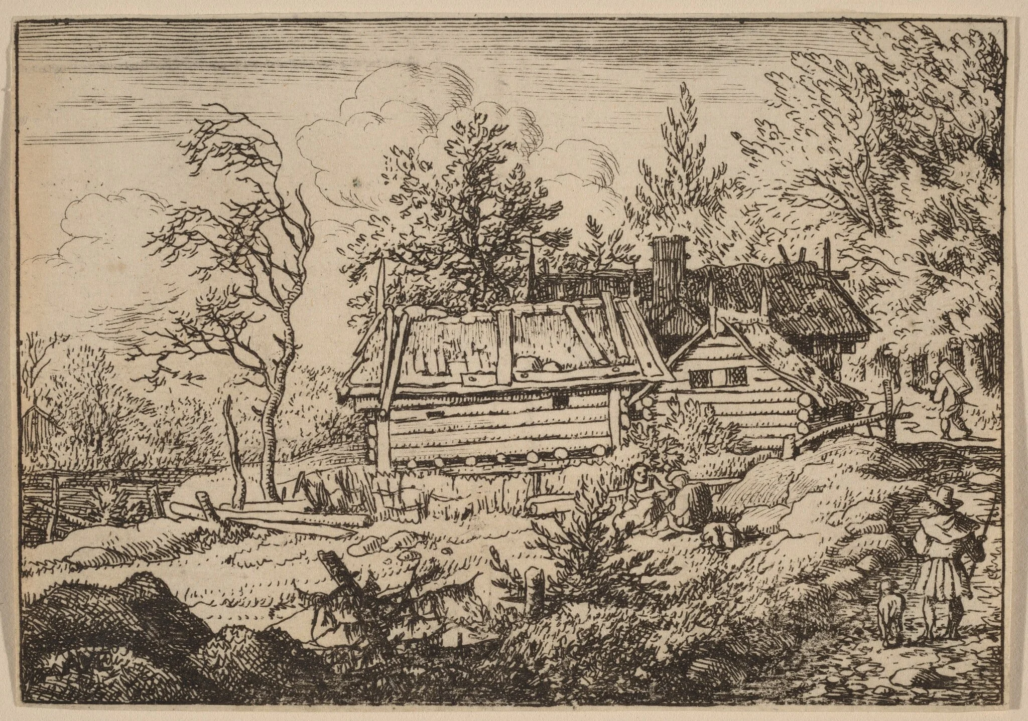 Pilgrim with a Dog, by Allart van Everdingen, ink, 1650