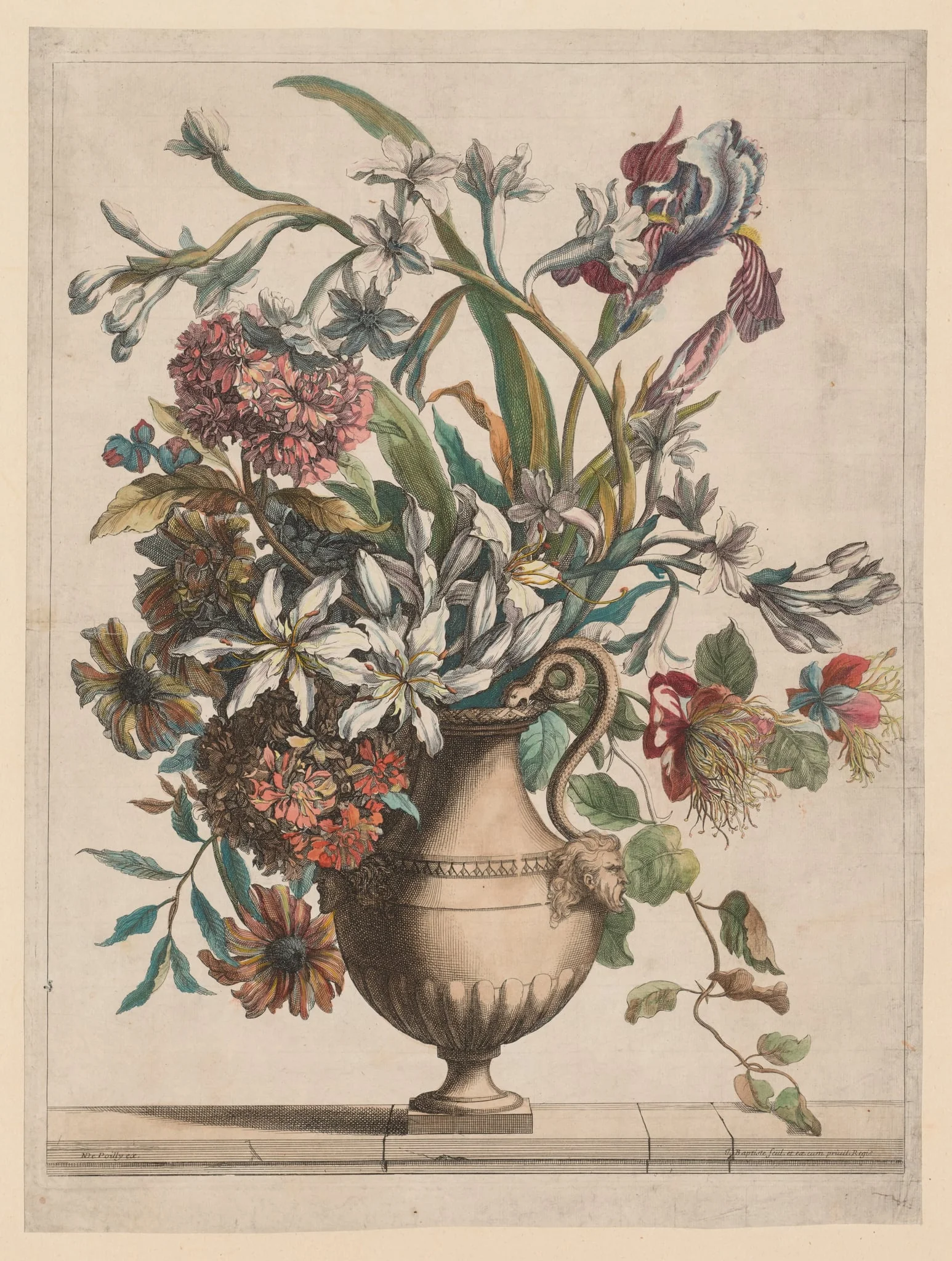 Liure de Toutes Sortes de fleurs d'après nature:  Vase of Flowers, by Jean-Baptiste Monnoyer, 1688