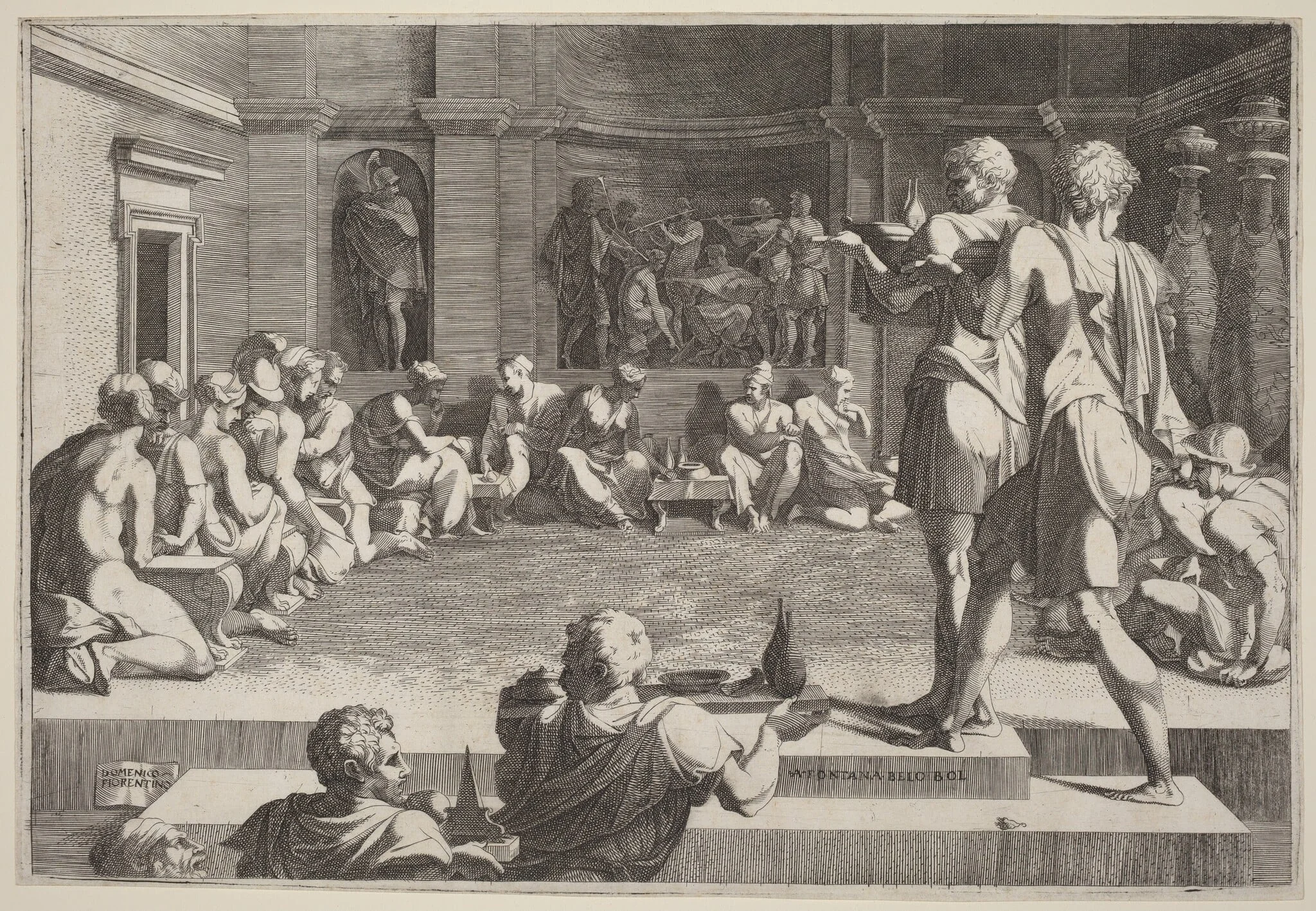 The Banquet of Alexander the Great, by Domenico del Barbiere, ink, 1545
