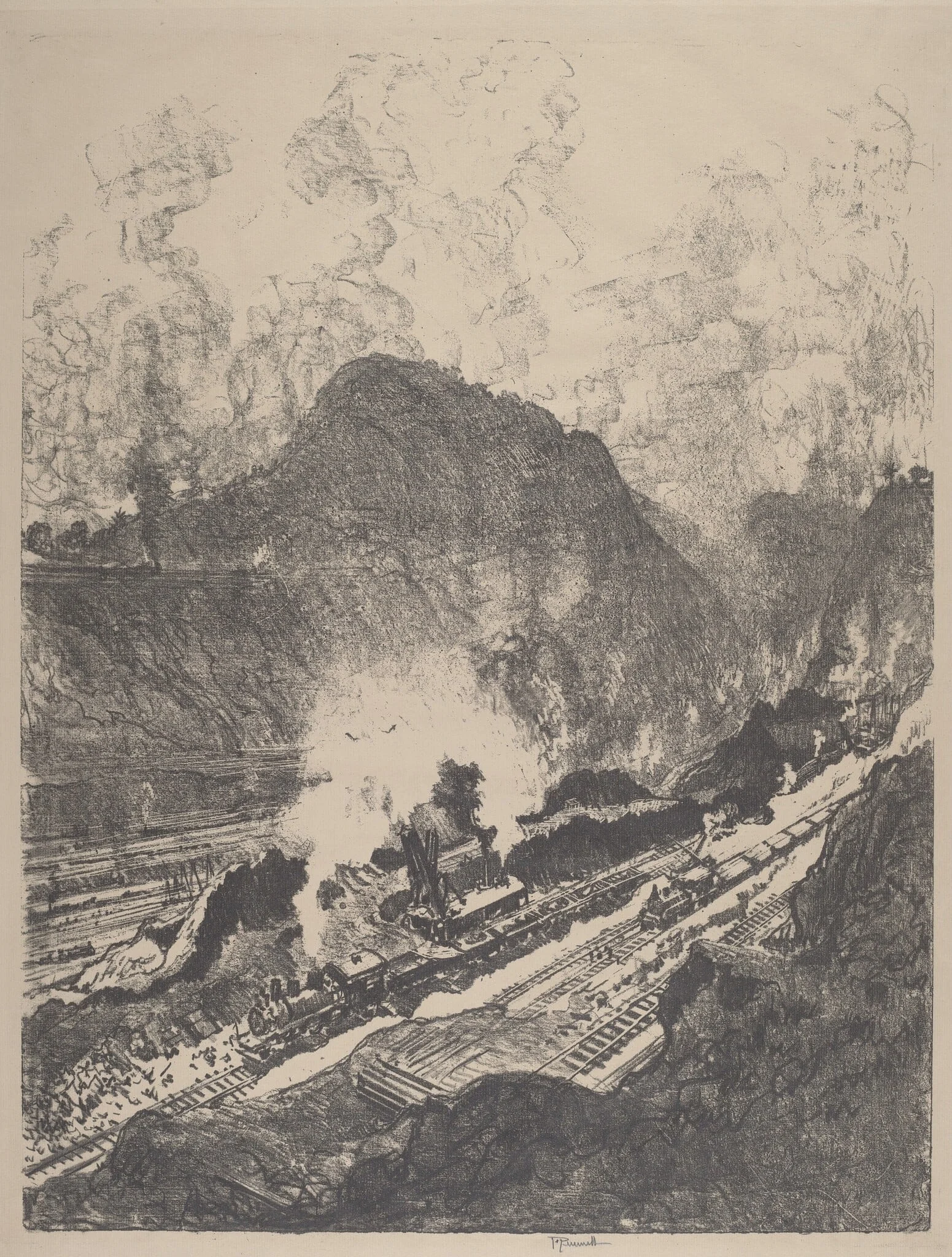 The Cut from Culebra, by Joseph Pennell, ink, 1912