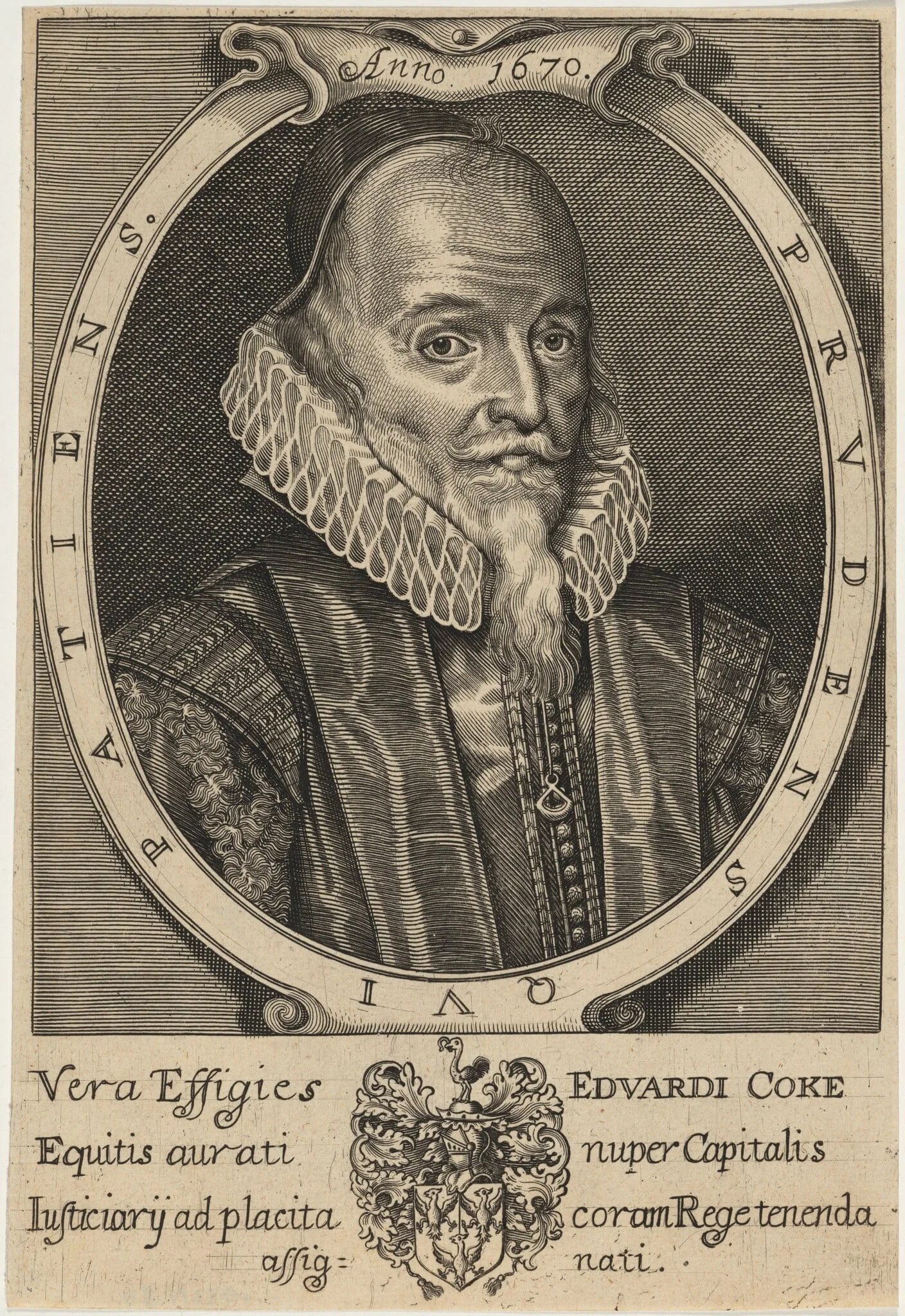 Sir Edward Coke, by John Payne, ink, 1670