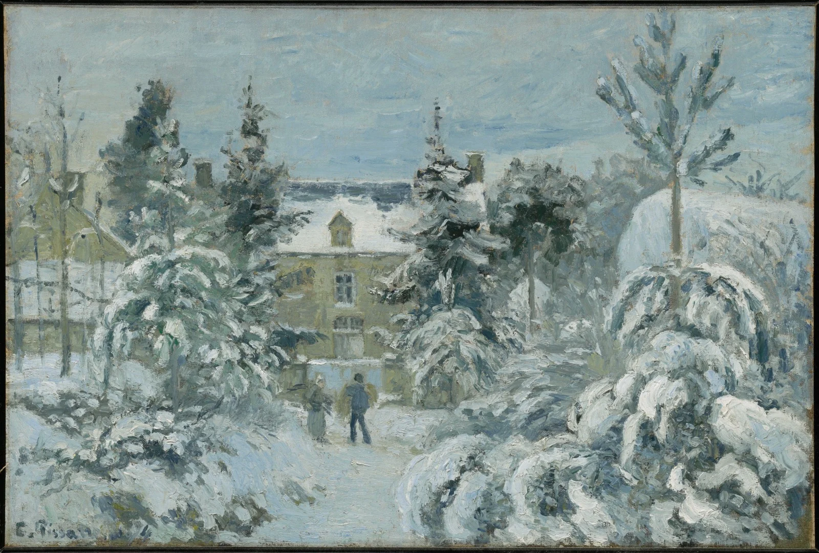 Piette's House at Montfoucault, by Camille Pissarro, oil, 1874