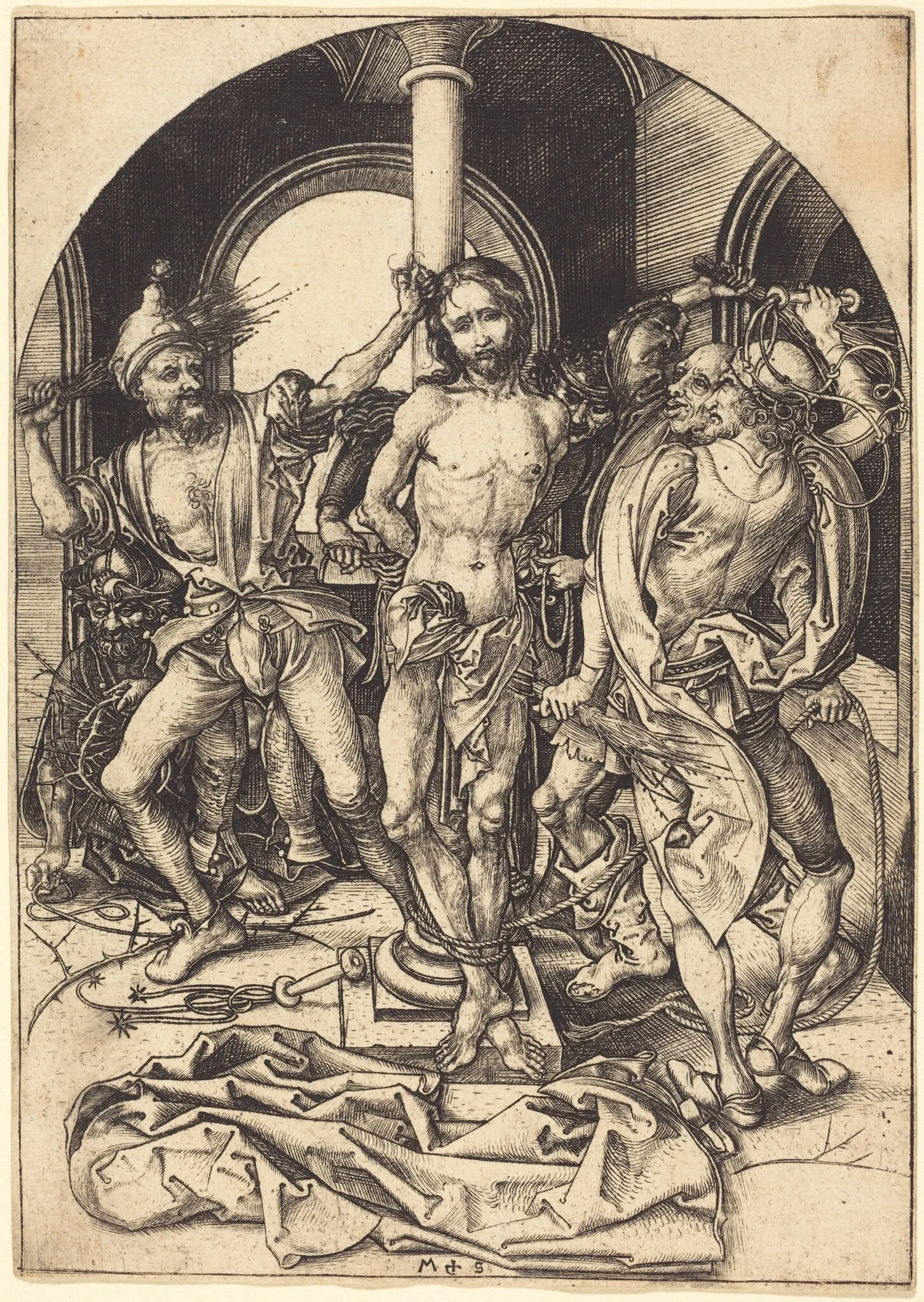 The Flagellation, by Martin Schongauer, ink, 1480