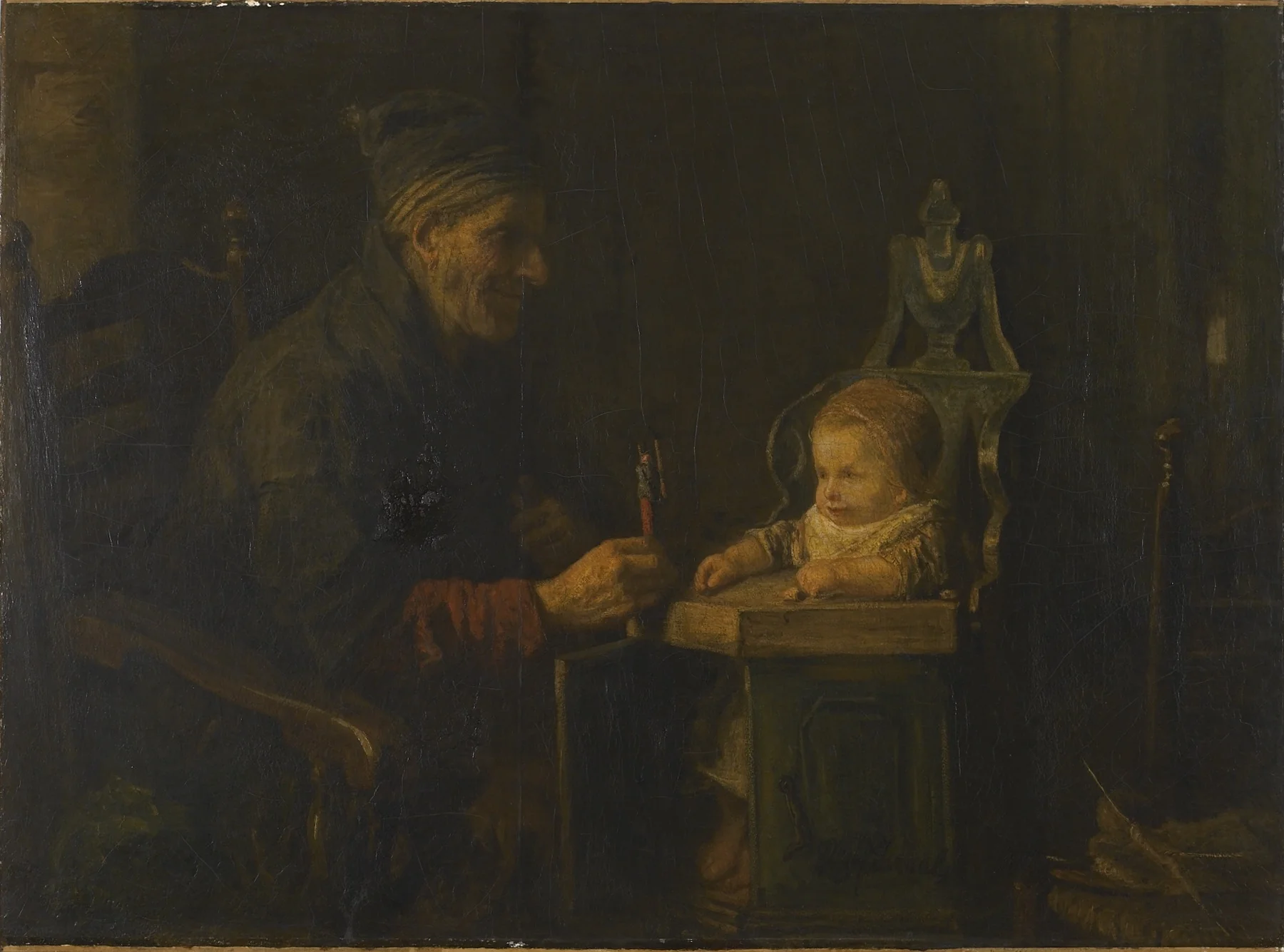 Old Man and Baby, by Jozef Israëls, oil, 1895