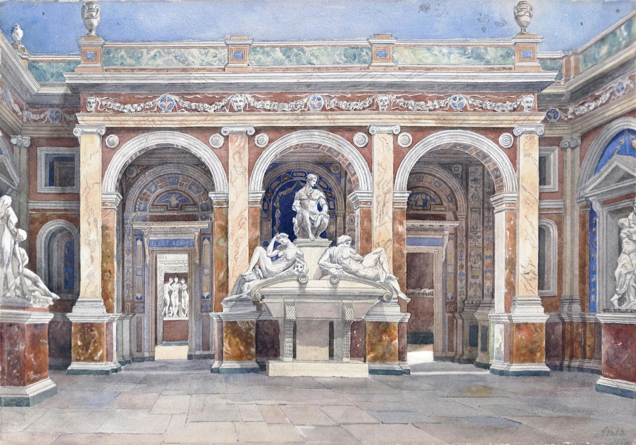 Marbled room with statues at Crystal Palace