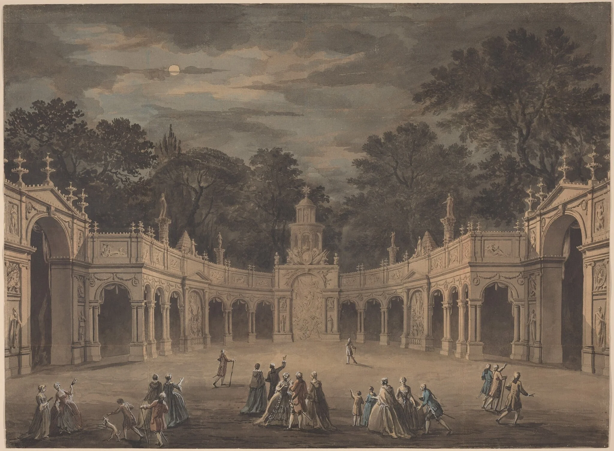 A Design for Illuminations to Celebrate the Birthday of King George III, by Robert Adam, watercolor, 1763