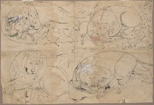 Studies of a Lion Killing Prey
