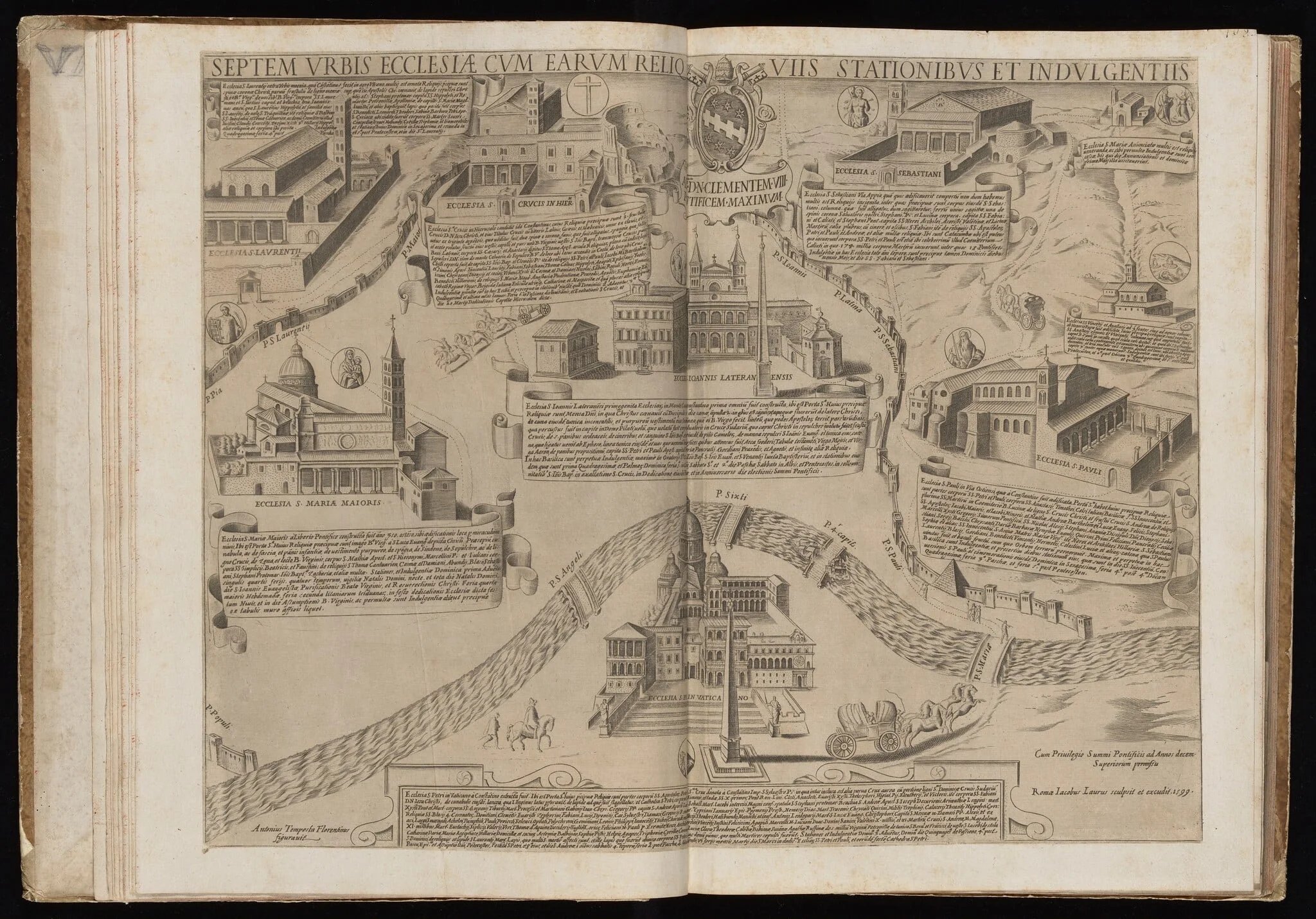Septem Urbis Ecclesiae [Seven Churches of Rome], by Giacomo Lauro, ink, 1599