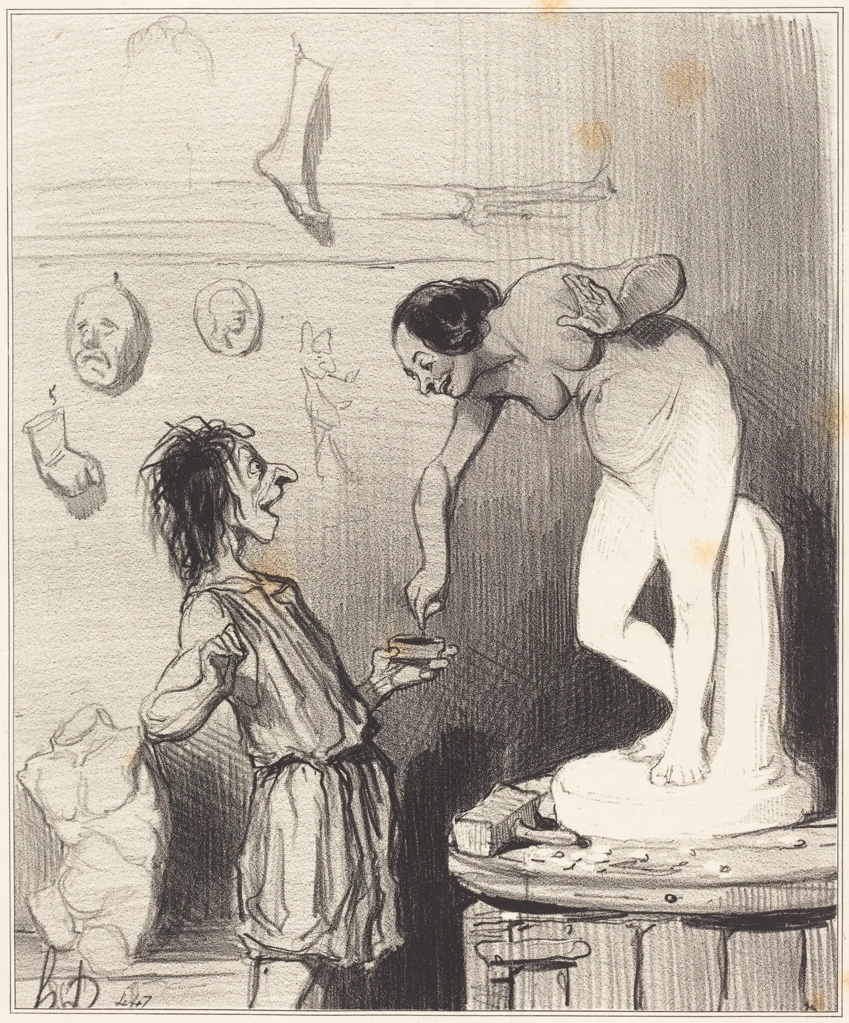 Pygmalion, by Honoré Daumier, ink, 1842