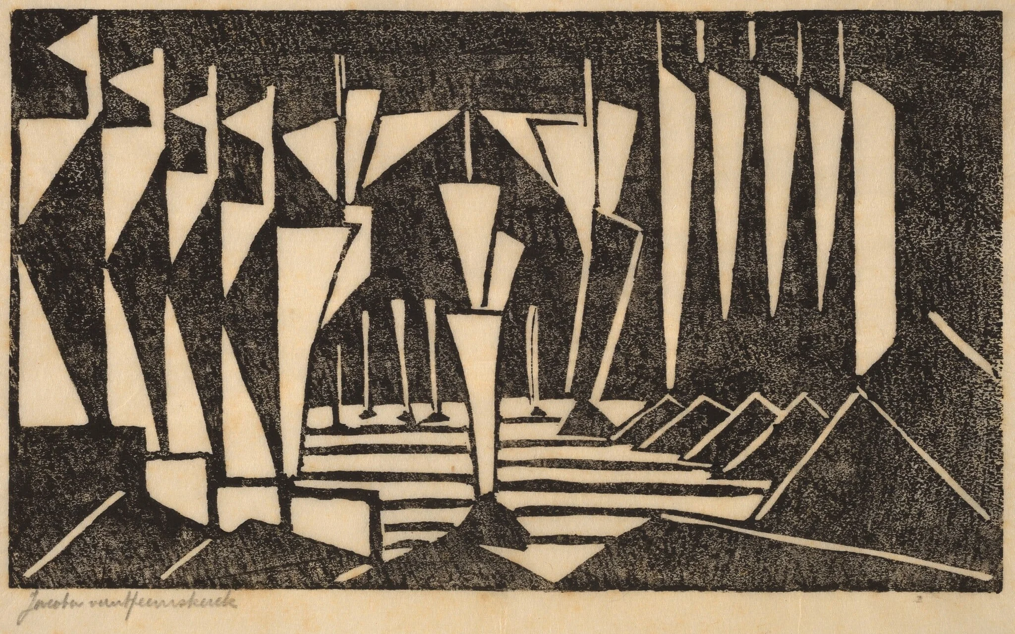 Stylized Sailboats, by Jacoba van Heemskerck van Beest, ink, 1915