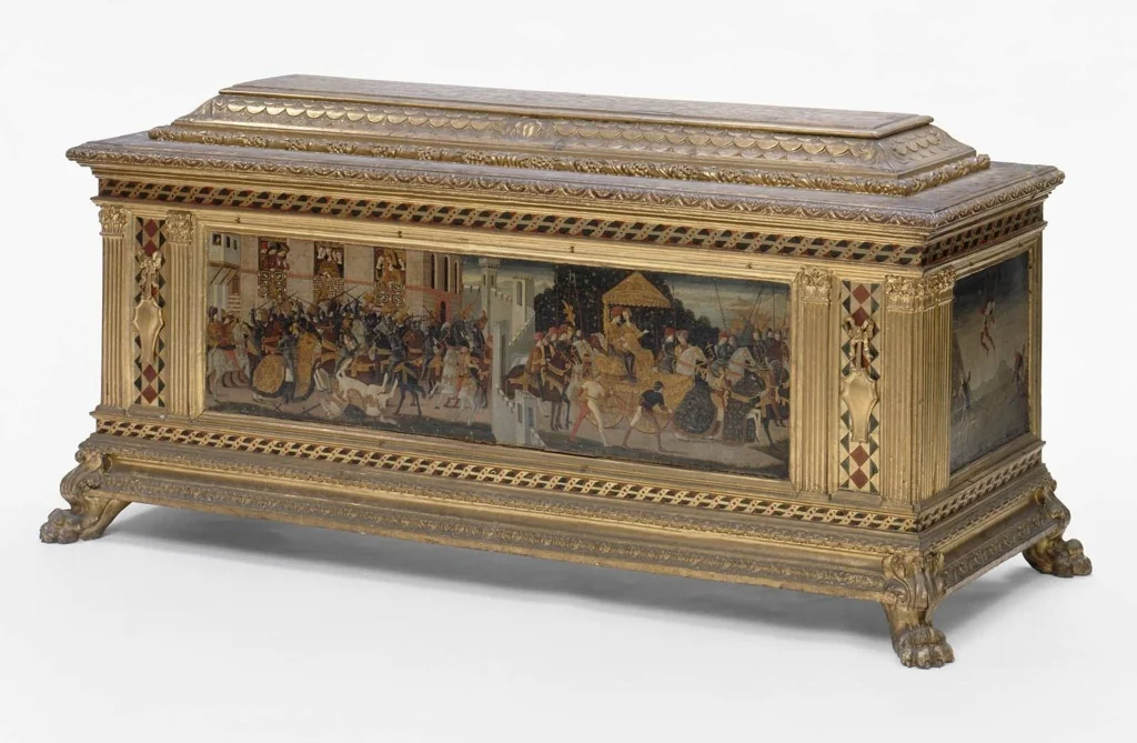 Cassone with three painted panels