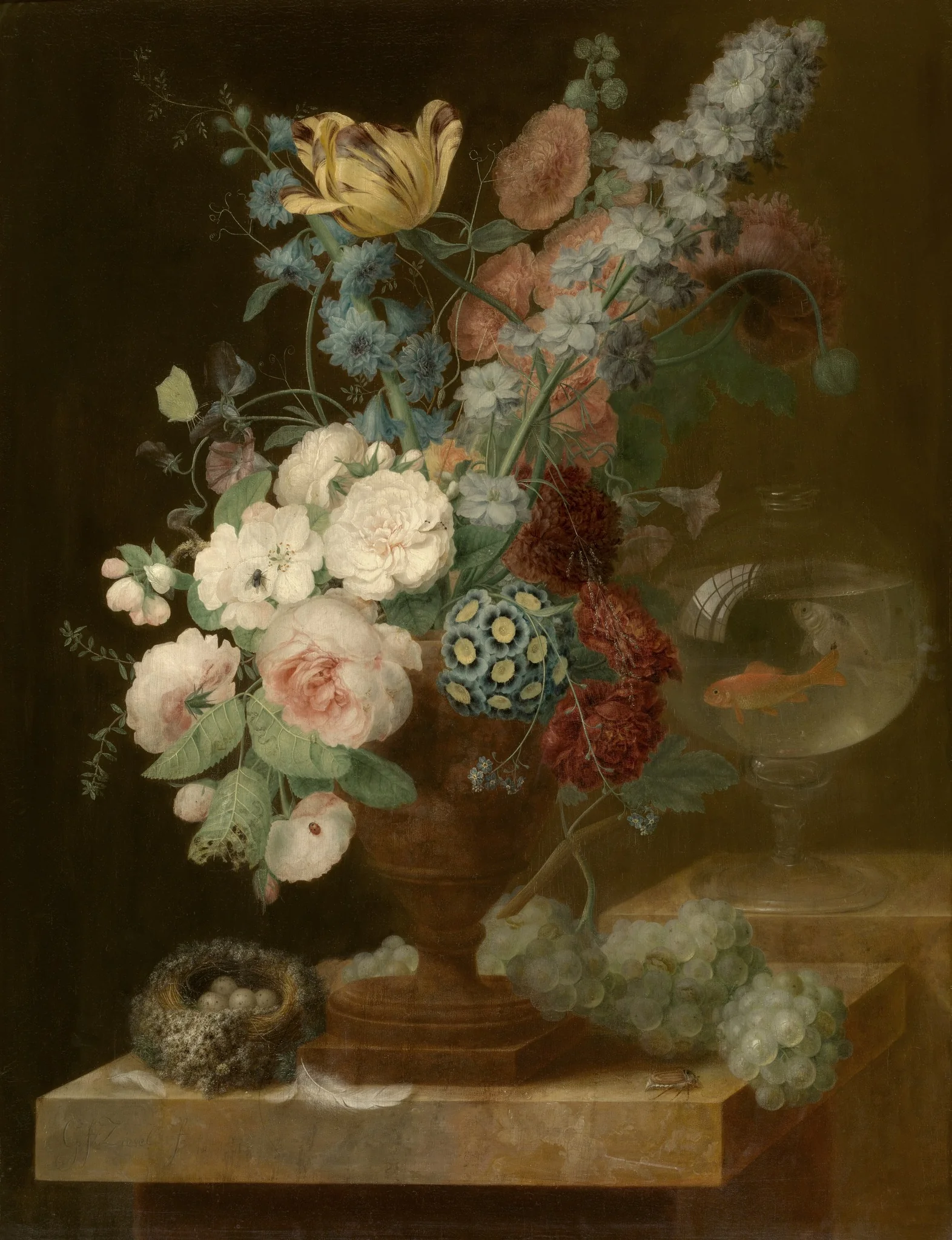 Bouquet of Flowers, by Georges Frédéric Ziesel, oil, 1792