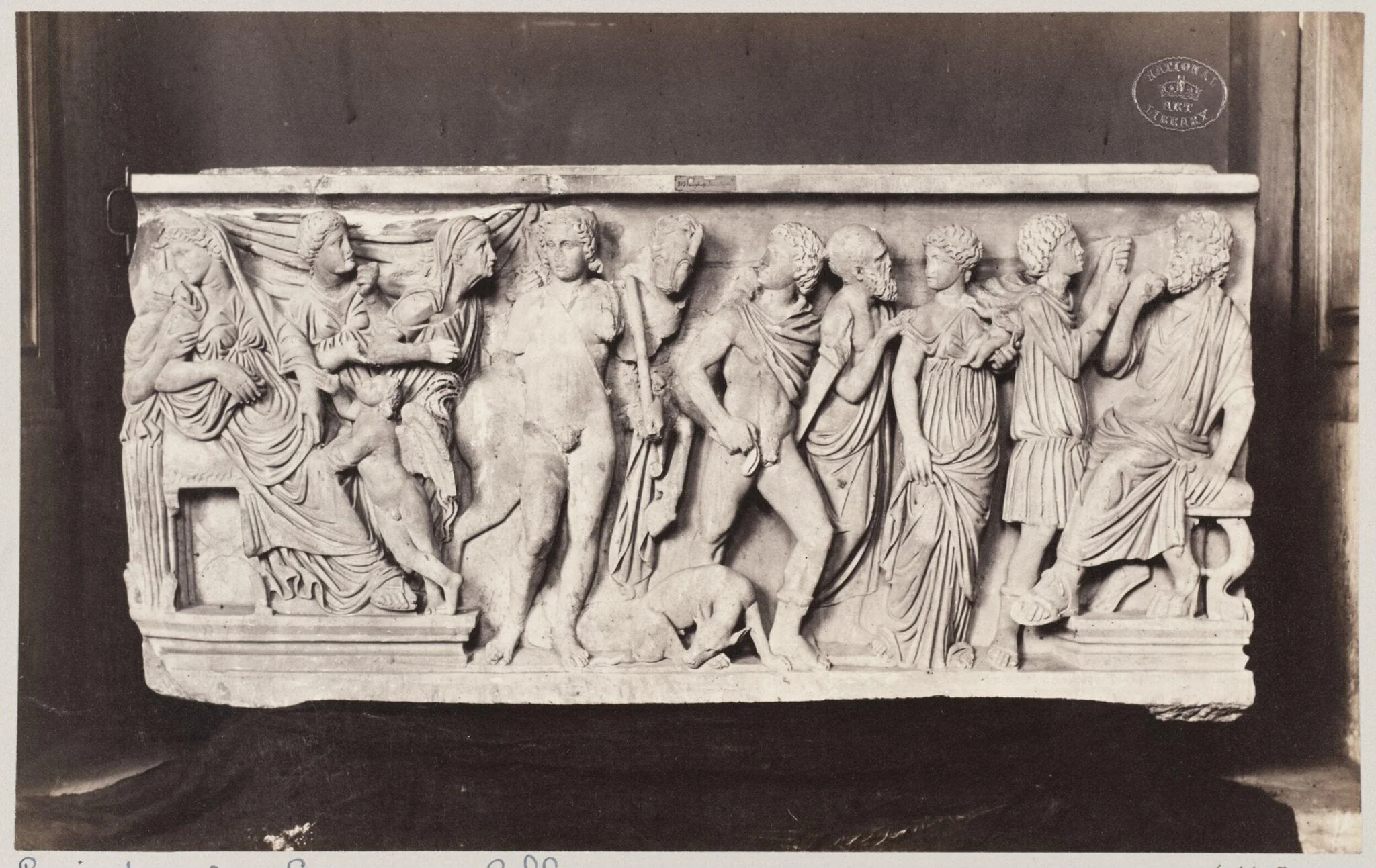 Marble Sarcophagus showing the story of Phaedra and Hippolytus, by Louise Laffon, photographic, 1864
