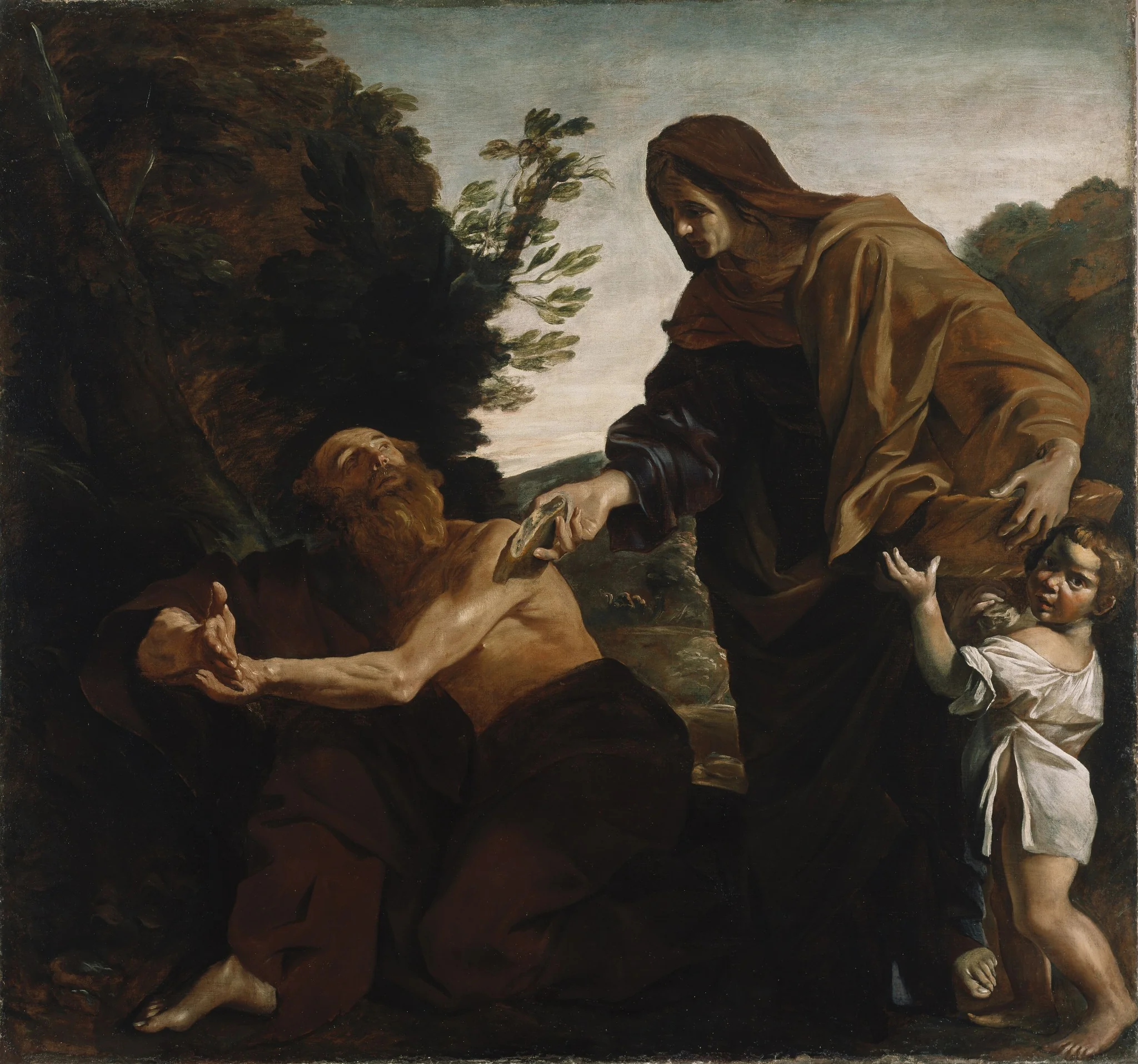 Elijah Receiving Bread from the Widow of Zarephath, by Giovanni Lanfranco, oil, 1621