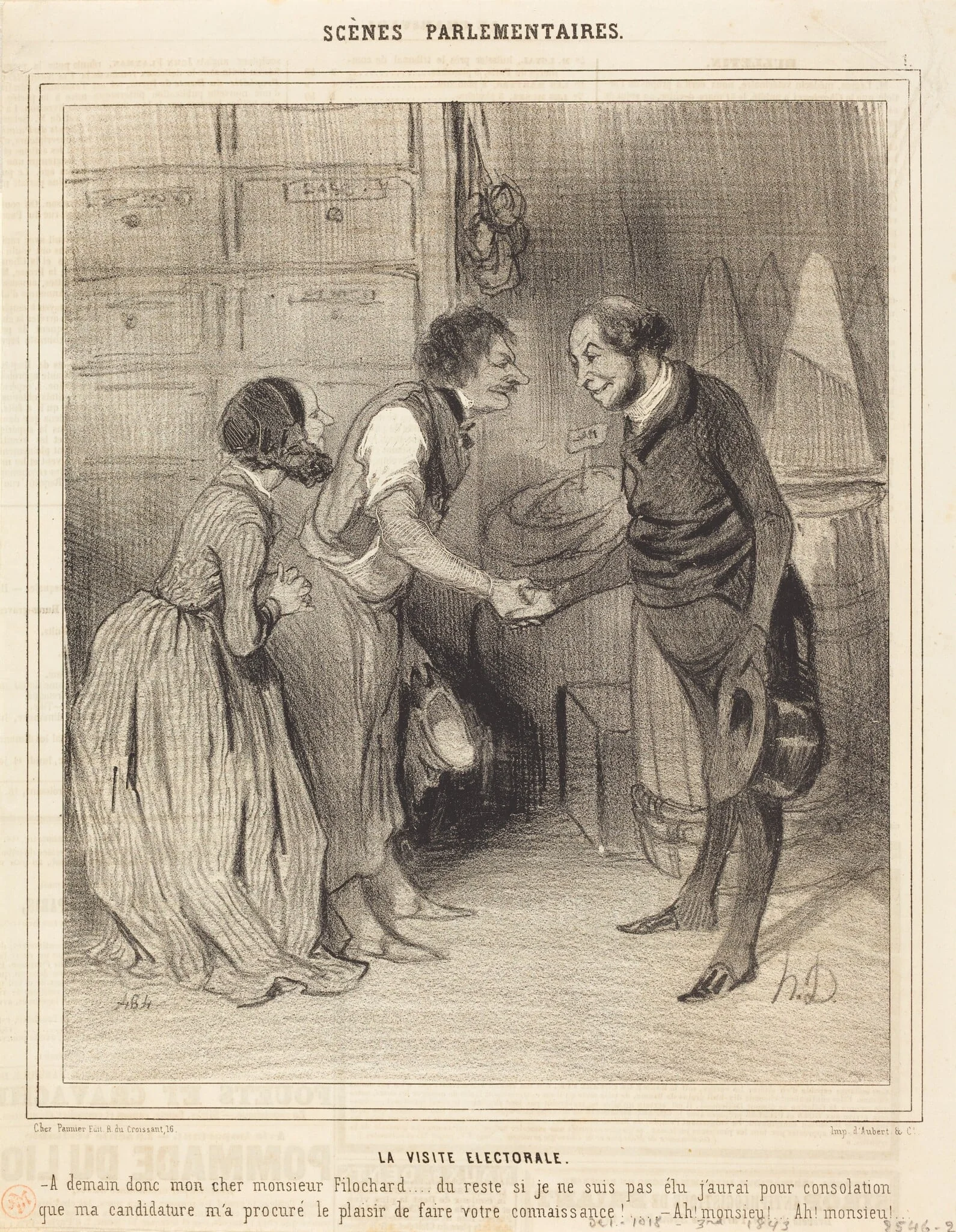 La Visite électorale, by Honoré Daumier, ink, 1843
